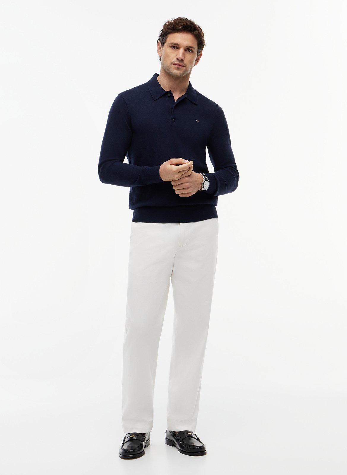 Polo droit en coton bio mélangé TOMMY HILFIGER Bleu
