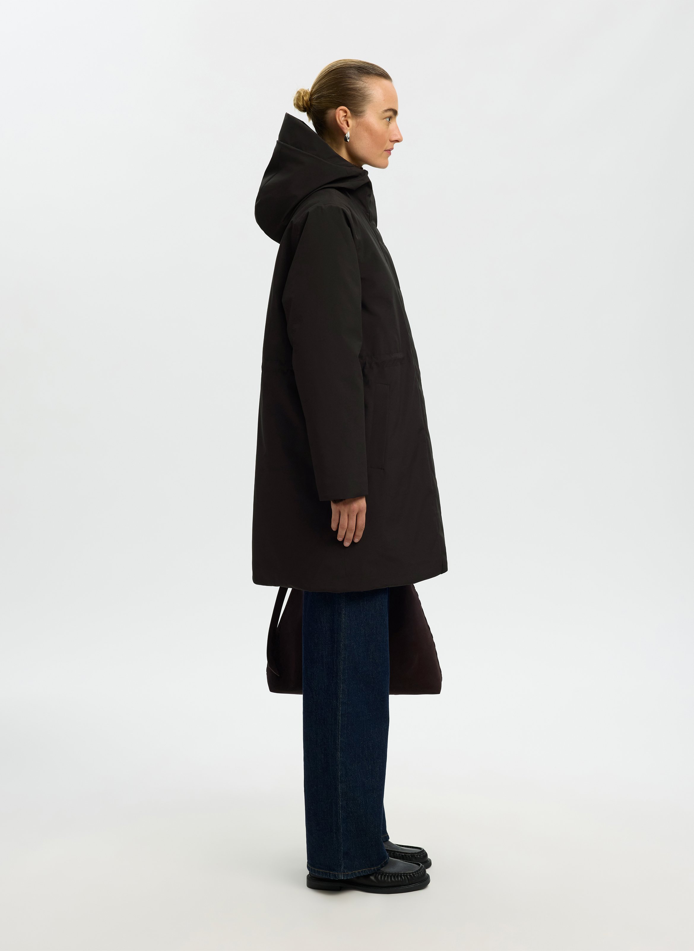 Parka cintrée col montant à capuche SELECTED Noir