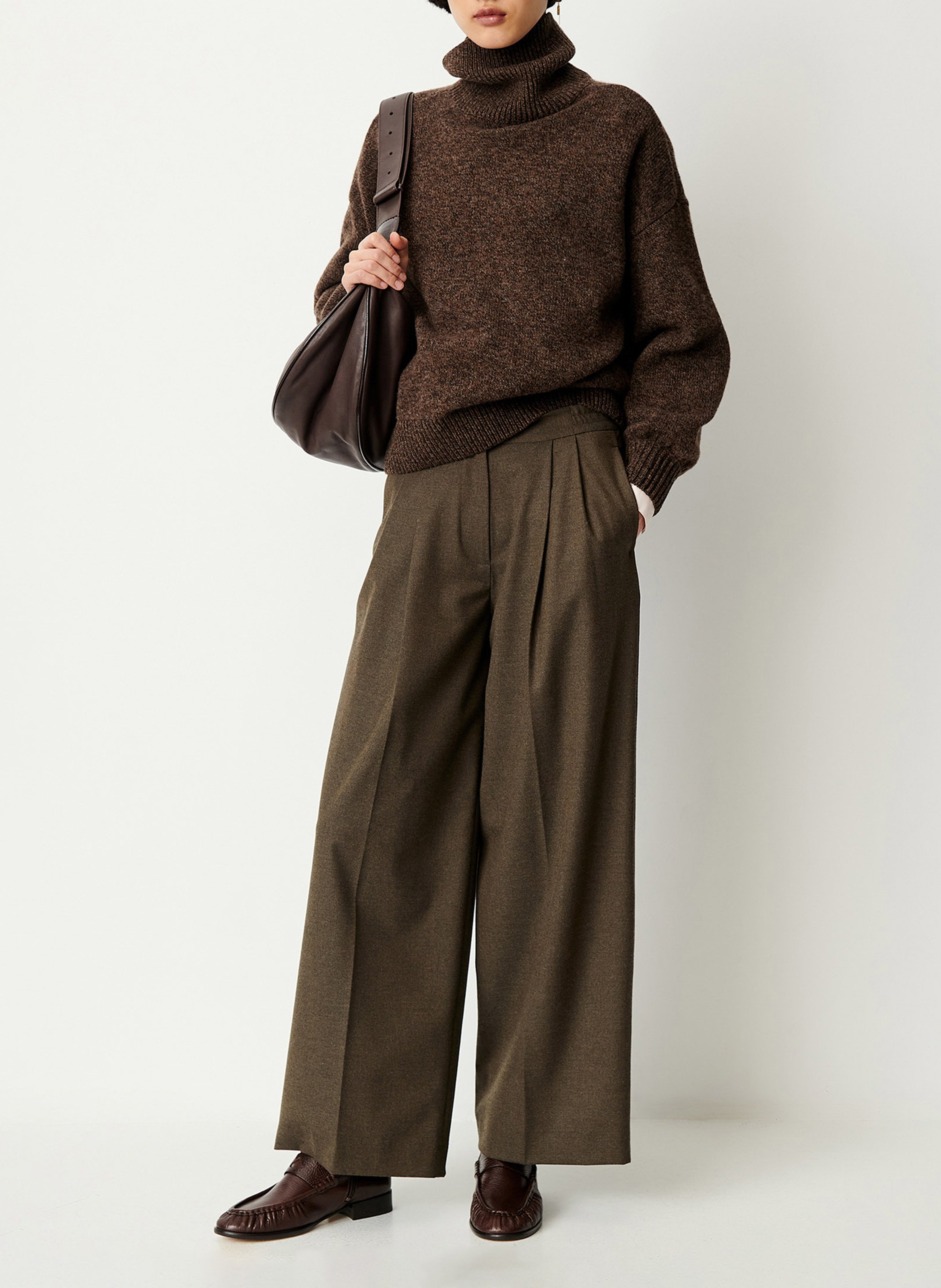 Wijde broek met hoge taille | Kaki SESSUN Dames