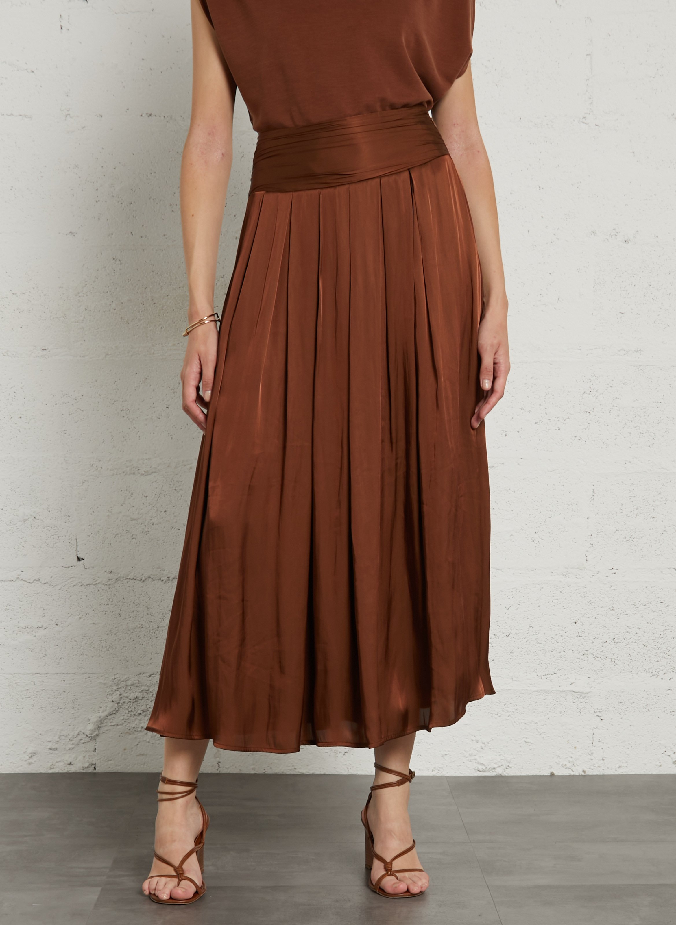 Flared Flowy Long Skirt MAISON 123 Beige
