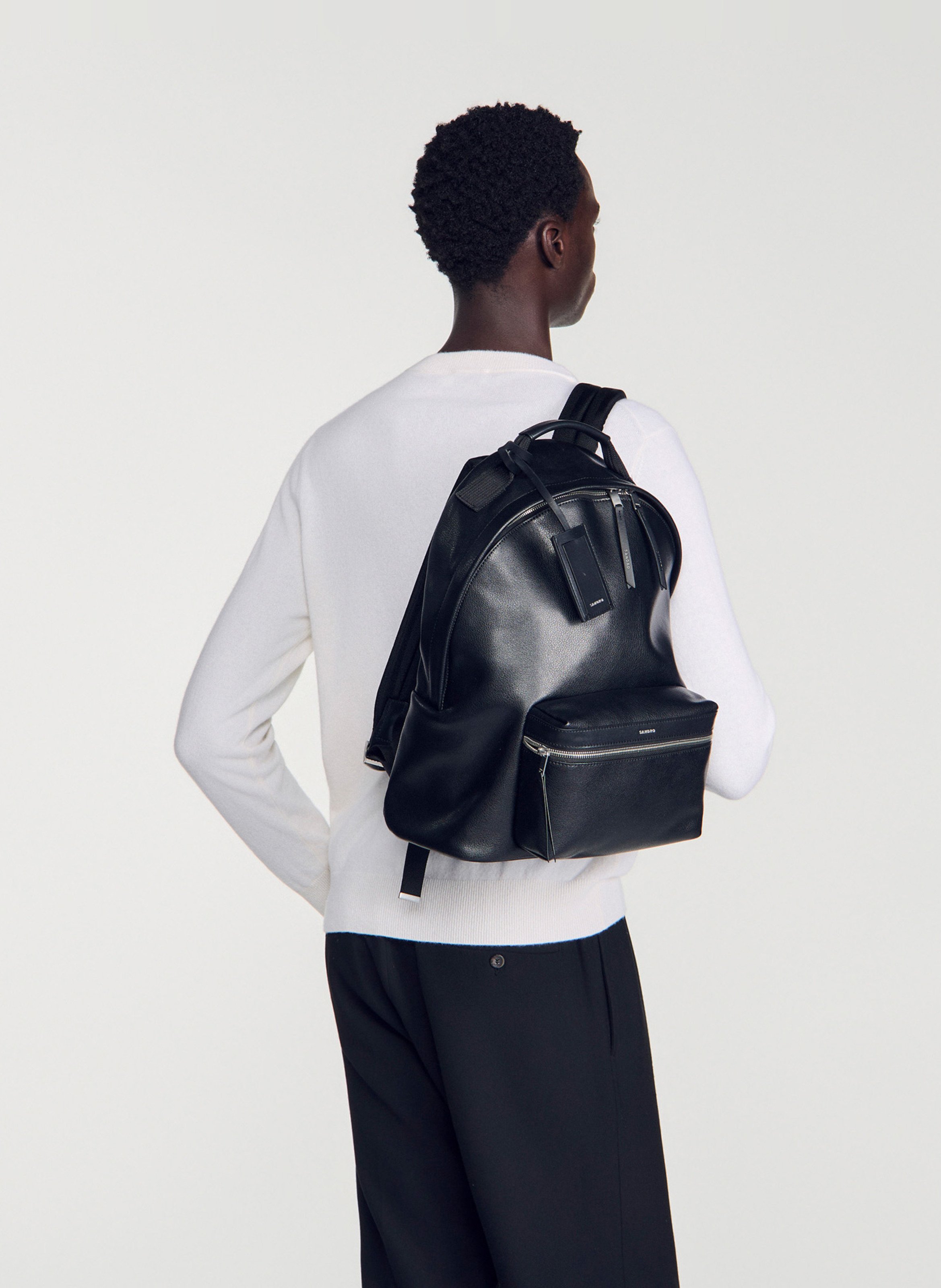 Sac à dos zippé uni SANDRO Noir