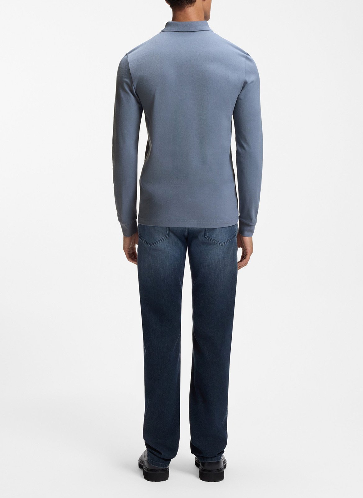 Polo à manches longues regular-fit en coton mélangé BOSS Bleu