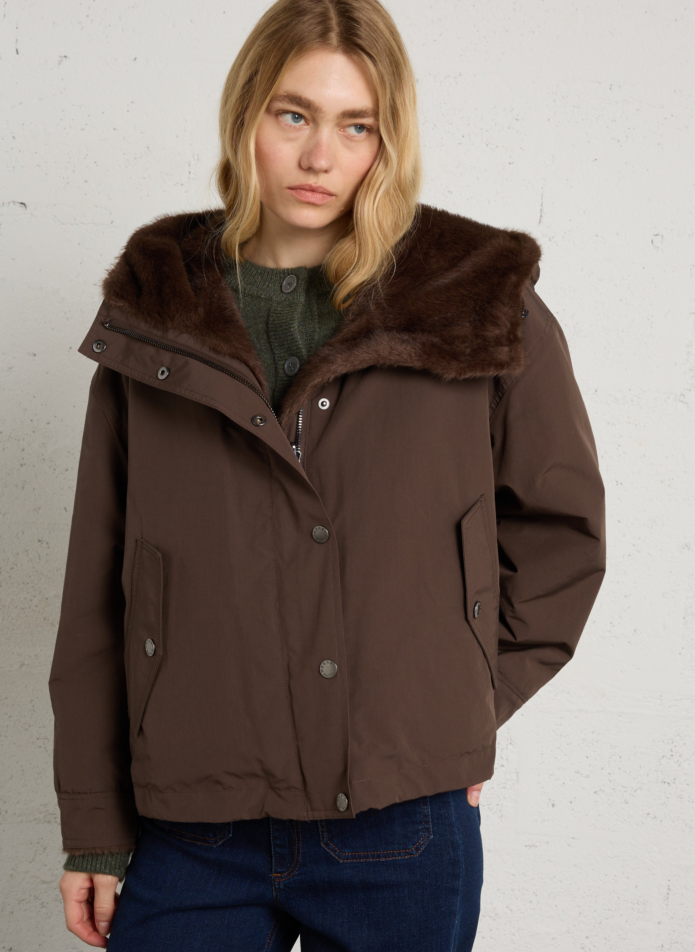 Gerader Wendelmantel mit Kapuze MAX MARA WEEK END Braun