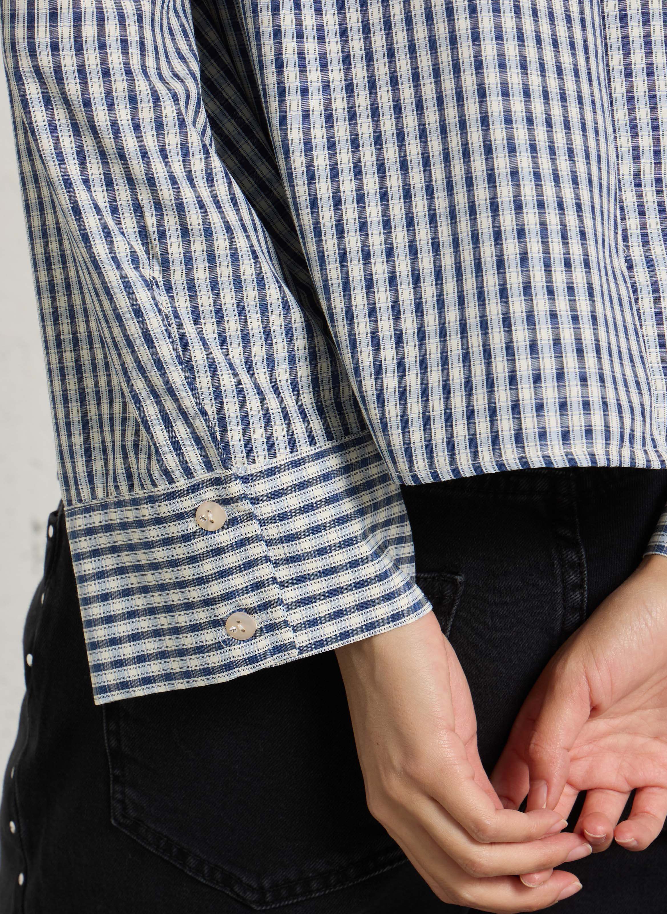 Chemise courte à motif vichy PLEASE Bleu