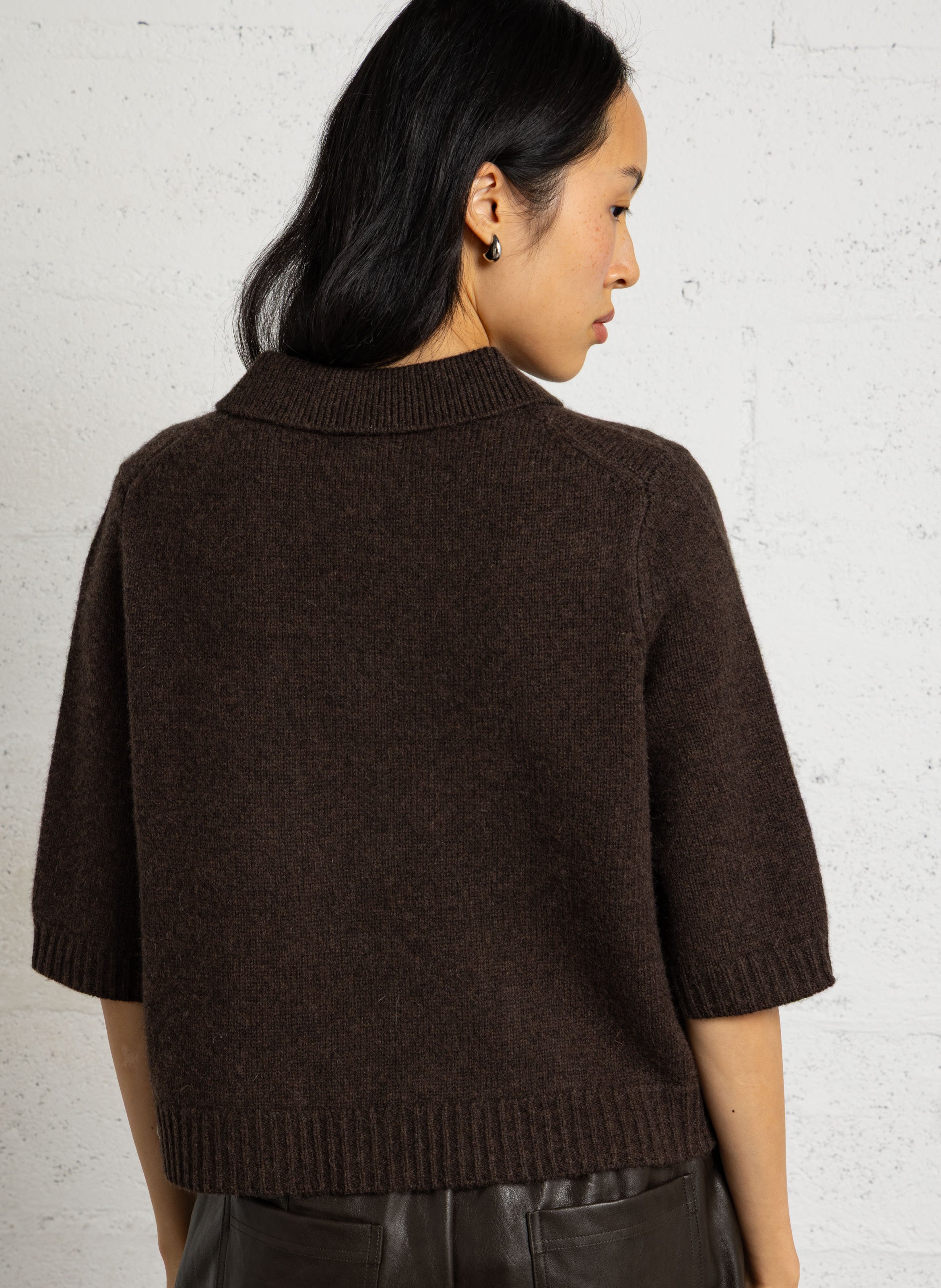 Gilet droit col V en laine MAISON 123 Marron