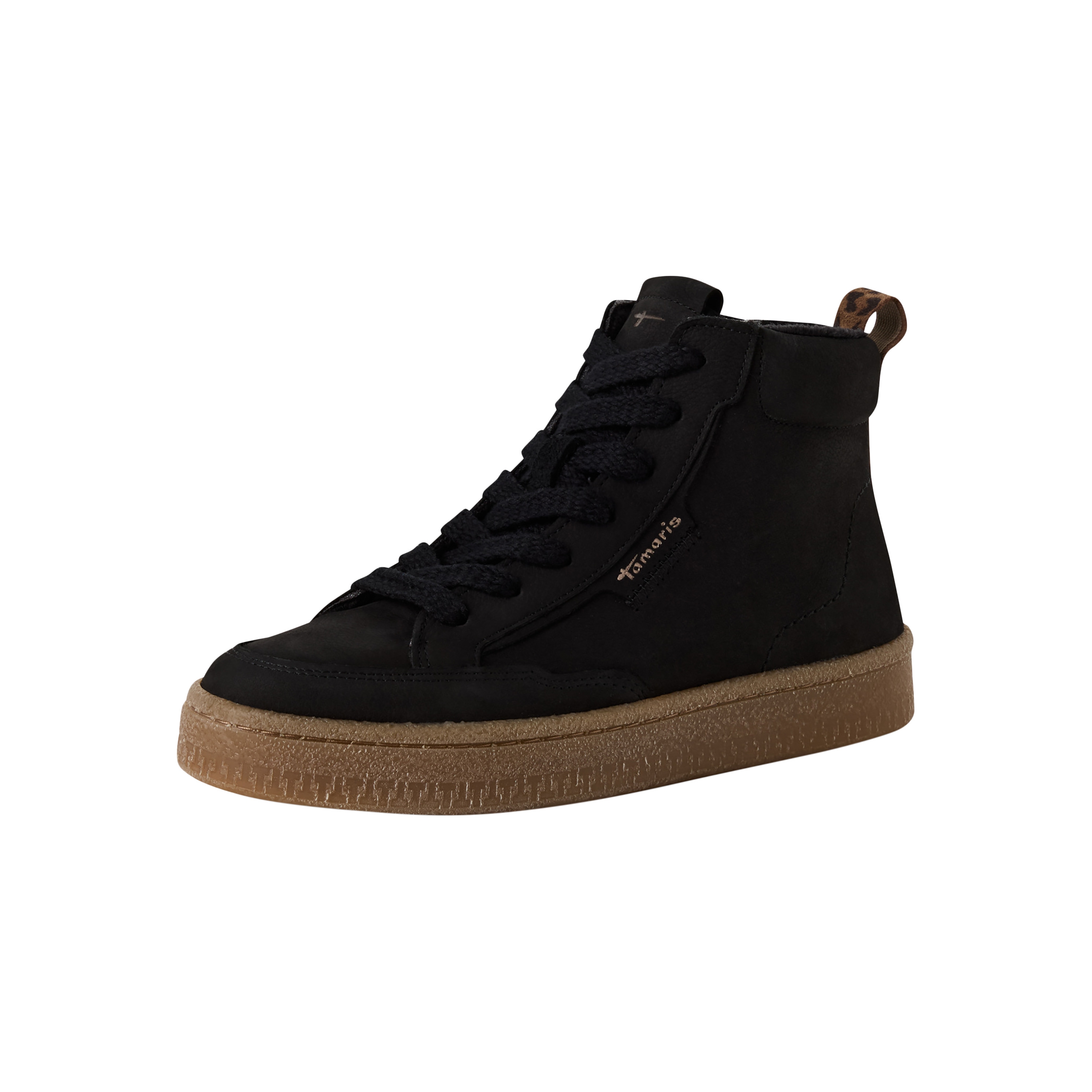 High-top leather sneakers TAMARIS Black