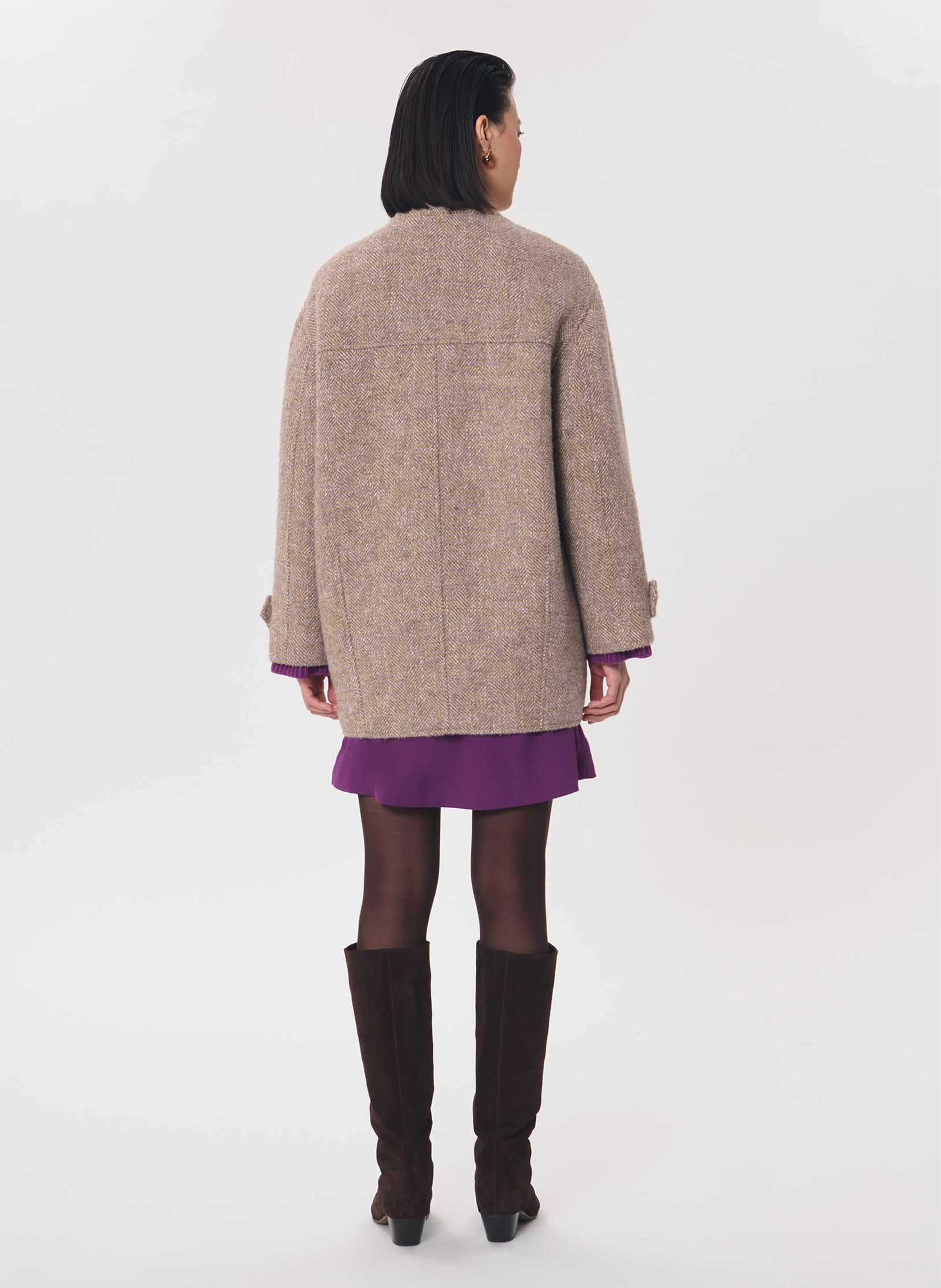 Manteau ample boutonné uni TARA JARMON Violet