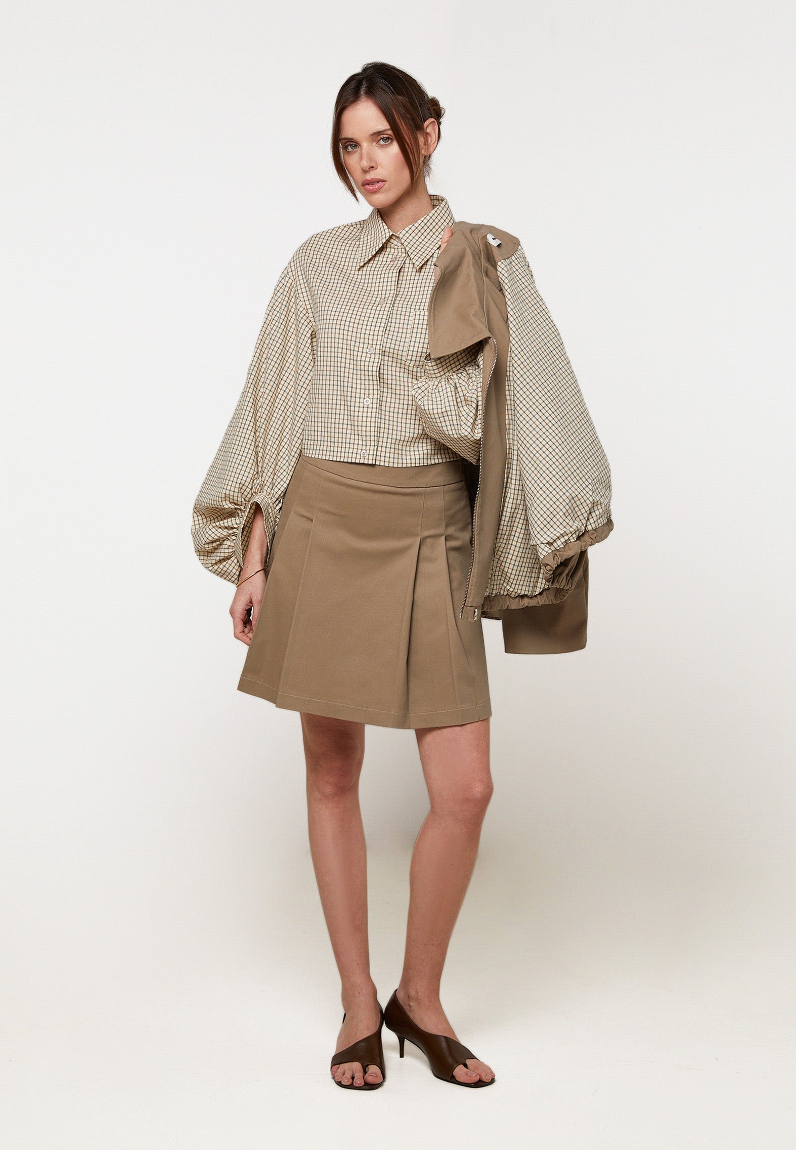 Short pleated cotton skirt RODIER Beige