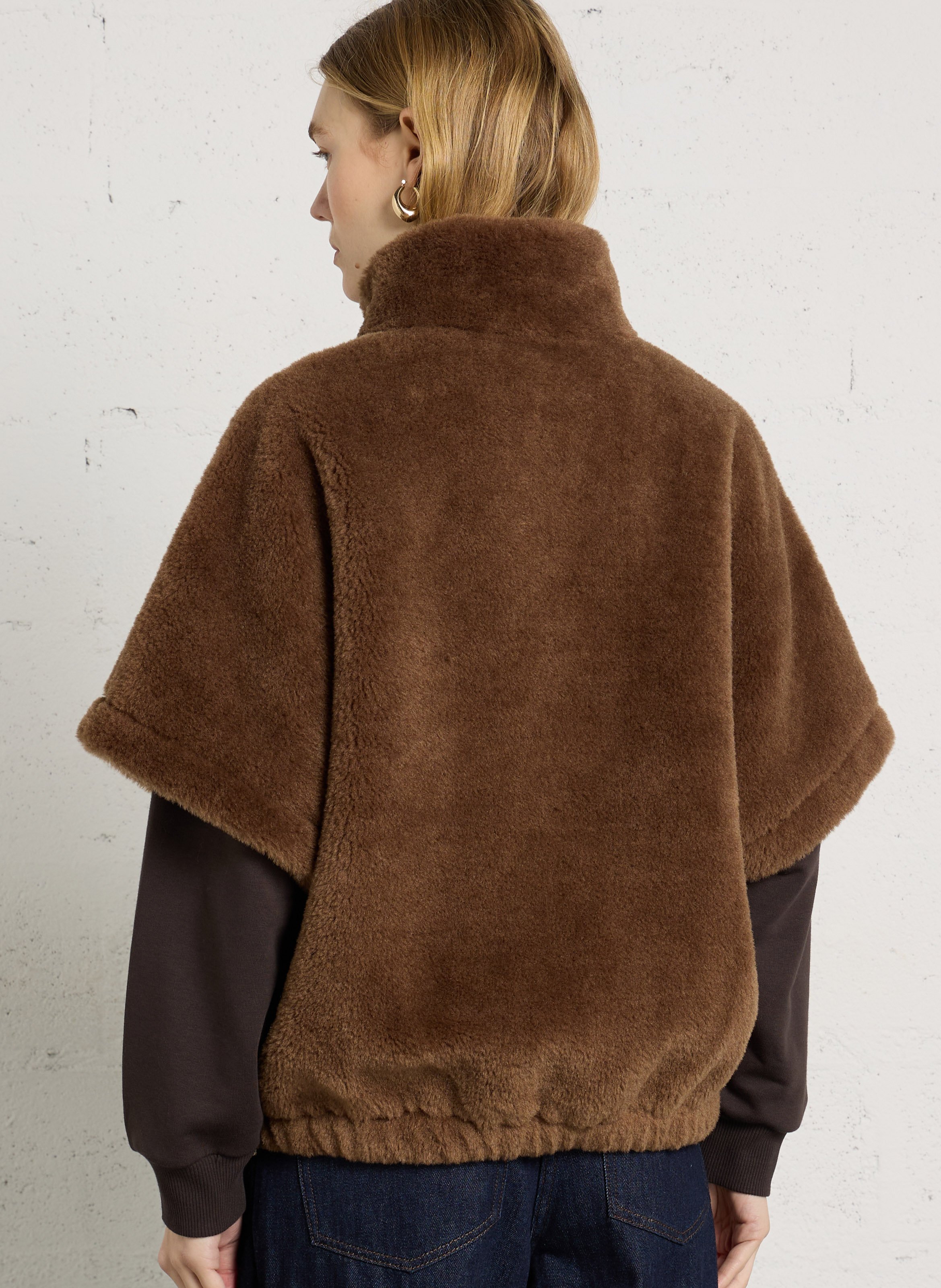 Short-sleeved faux fur-effect jacket MAISON 123 Beige
