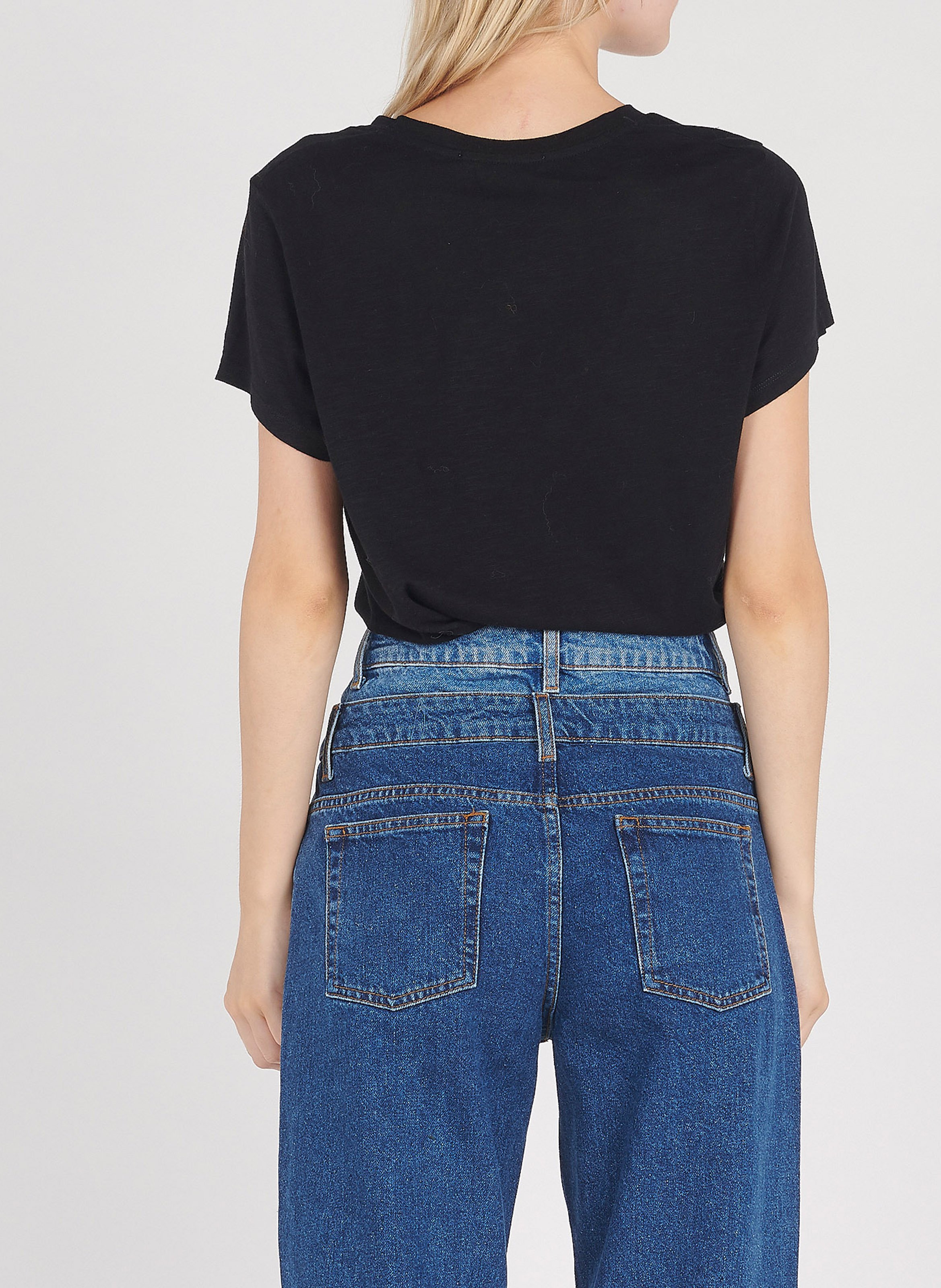 Tee-shirt col rond en coton mélangé AMERICAN VINTAGE Noir