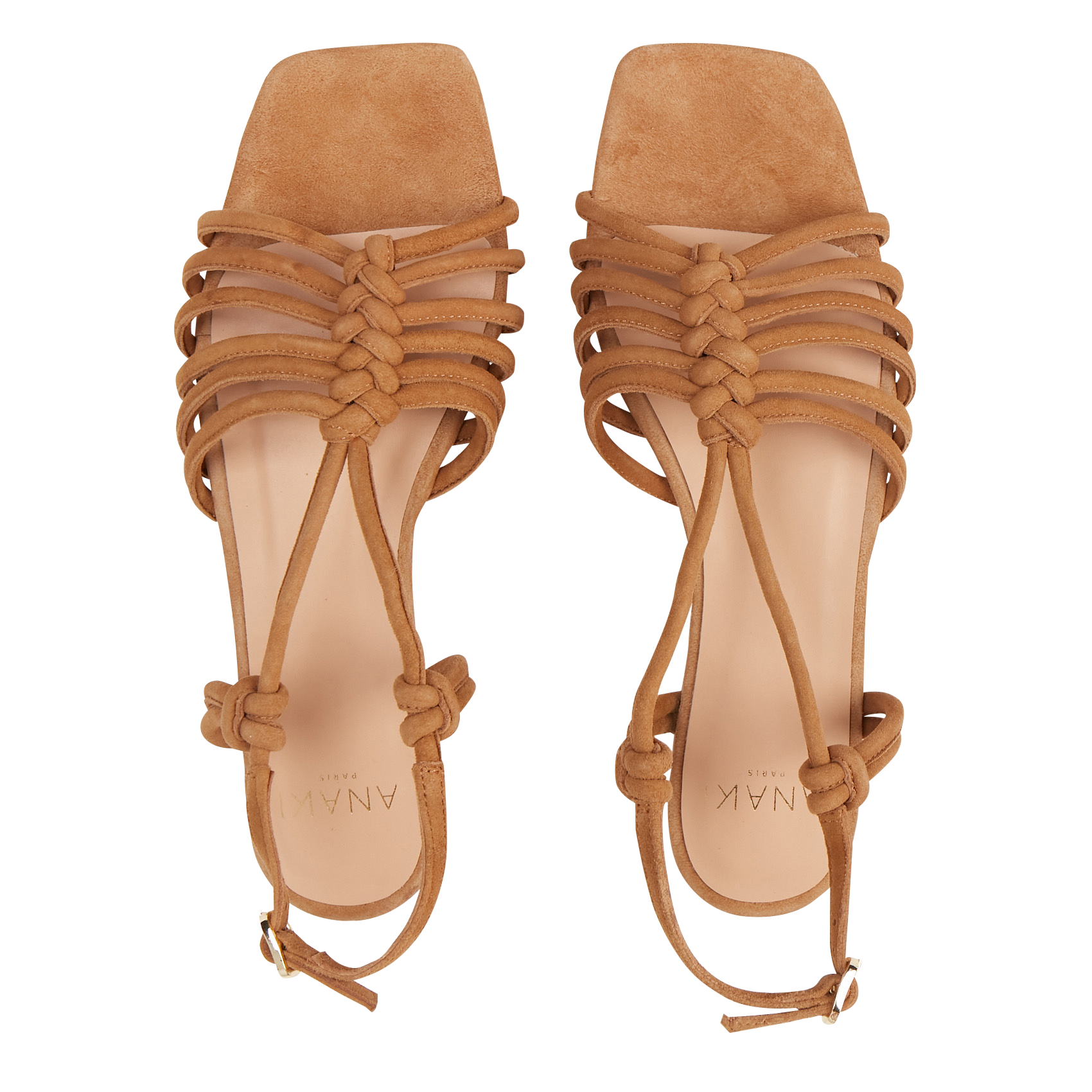 Platte, leren sandalen ANAKI Beige