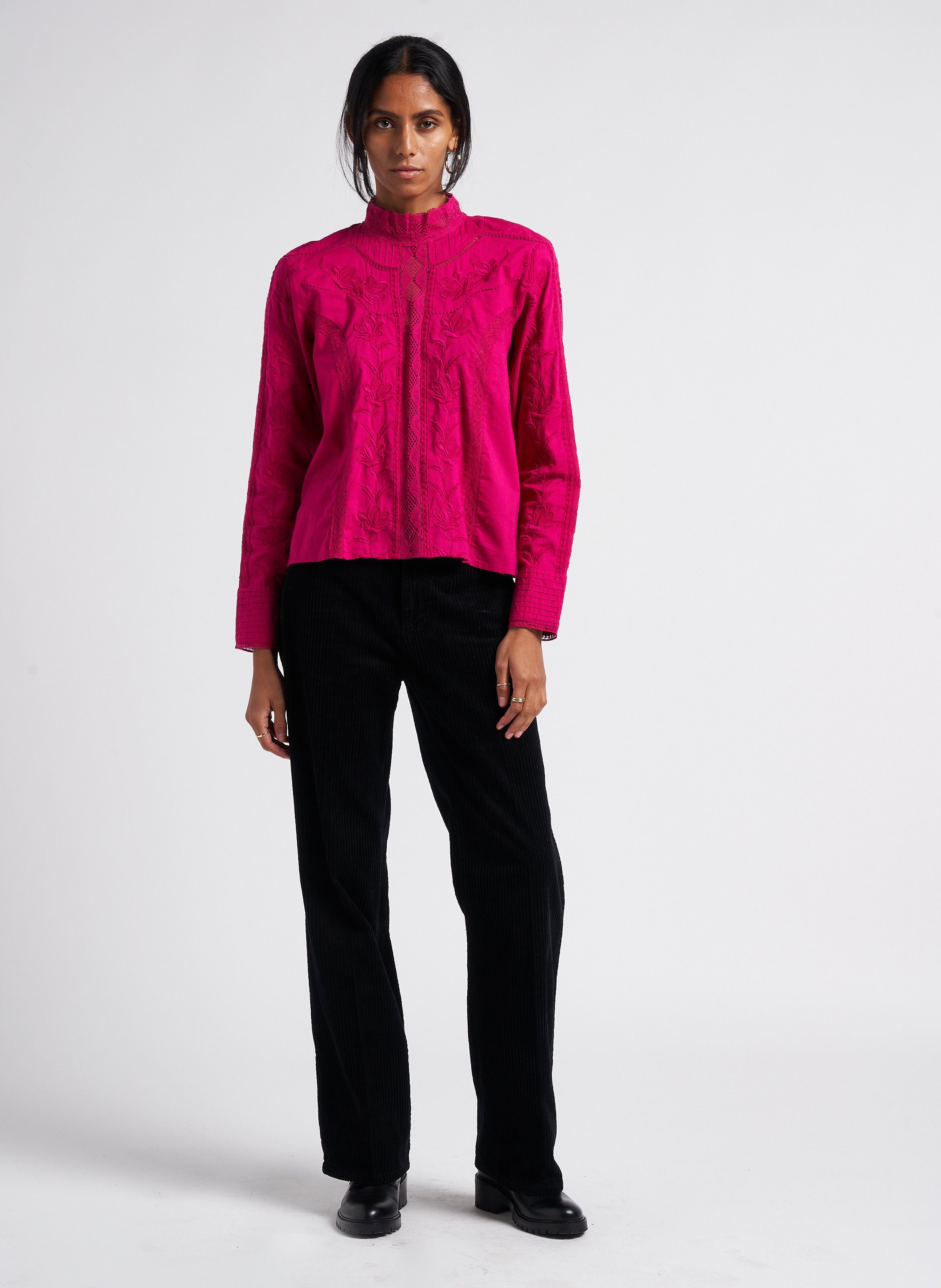 Katoenen broek met hoge taille LAB DIP Zwart