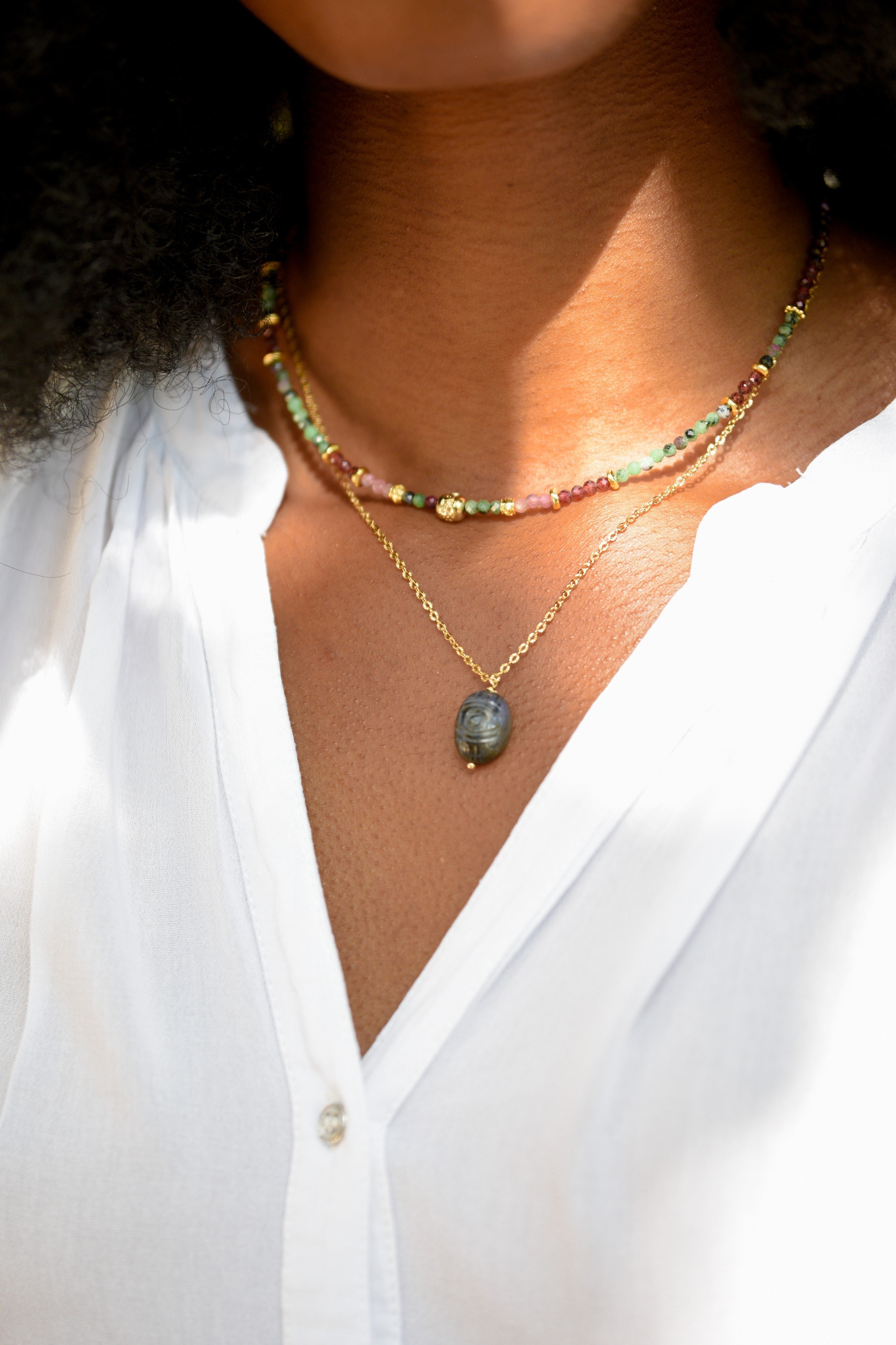 Garnet and ruby zoisite necklace GINANDGER Multicolored