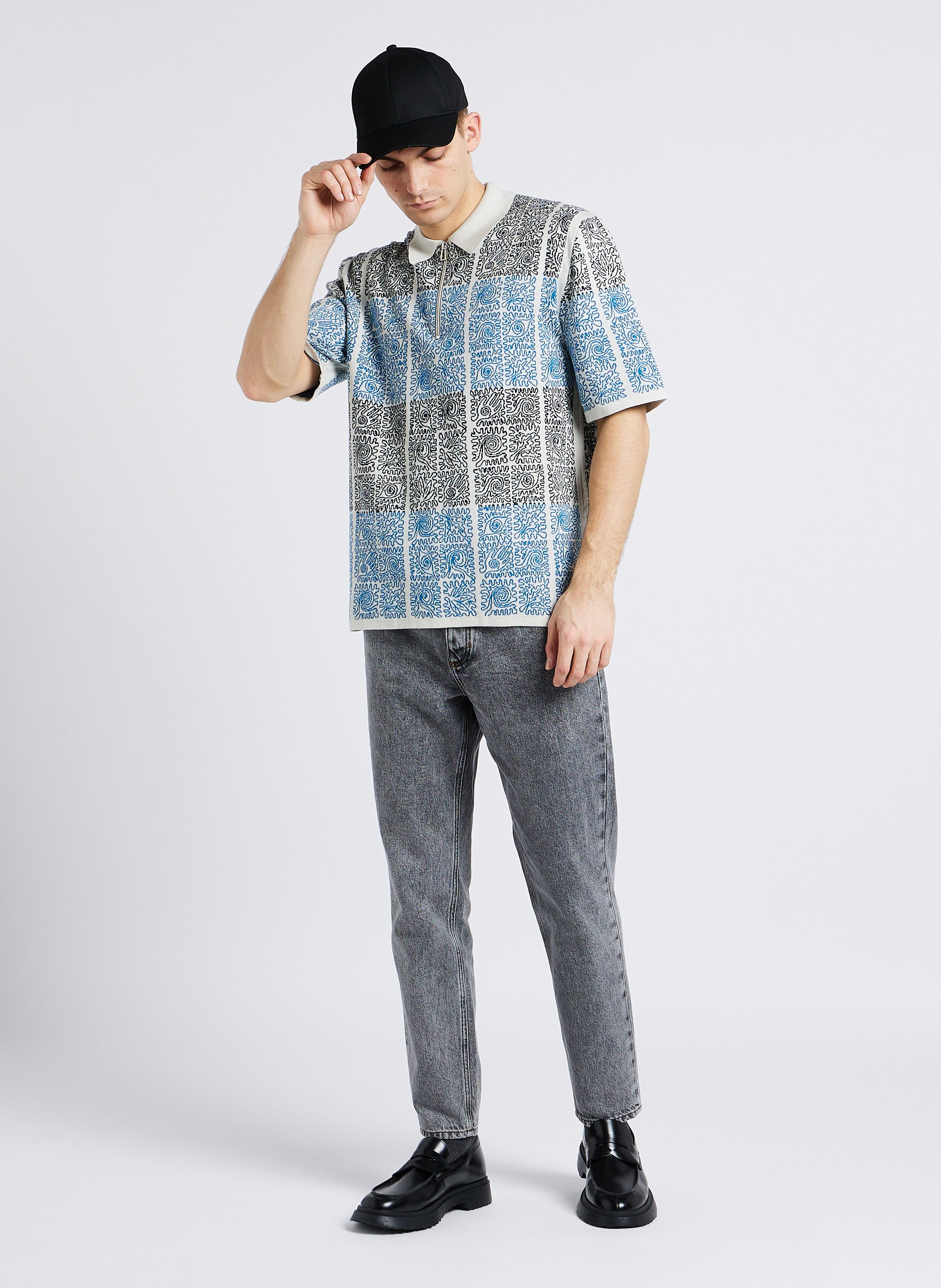 Organic cotton zip-up polo shirt PAUL SMITH Grey