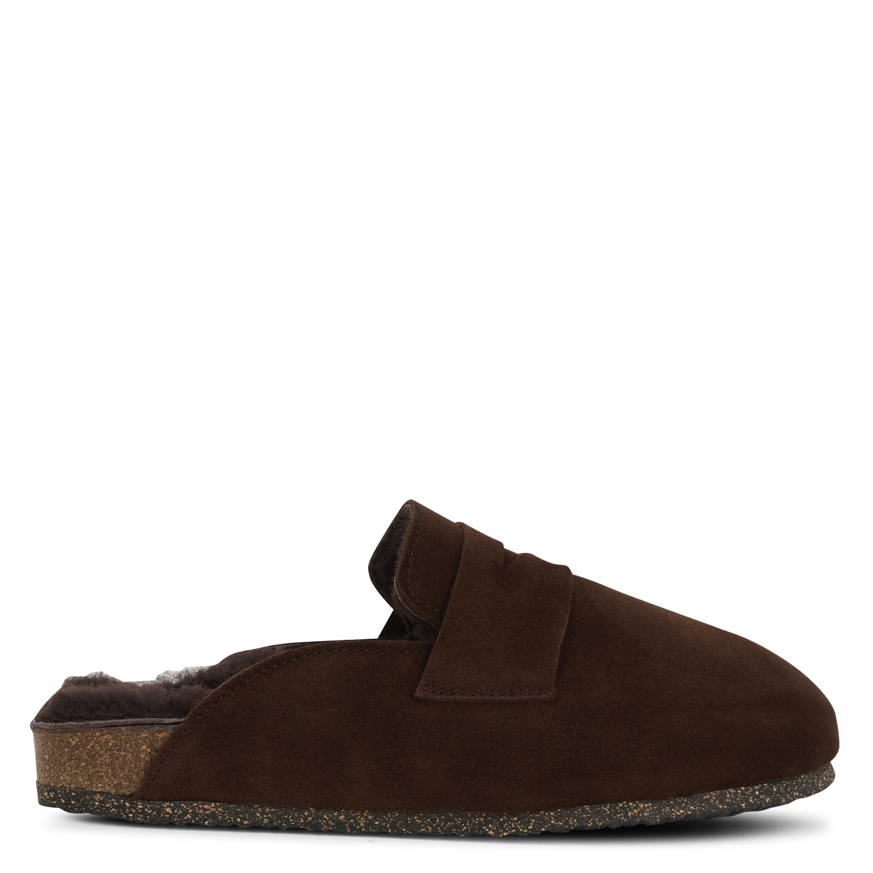 Gevoerde klompen van veloursleer BOSABO Bruin