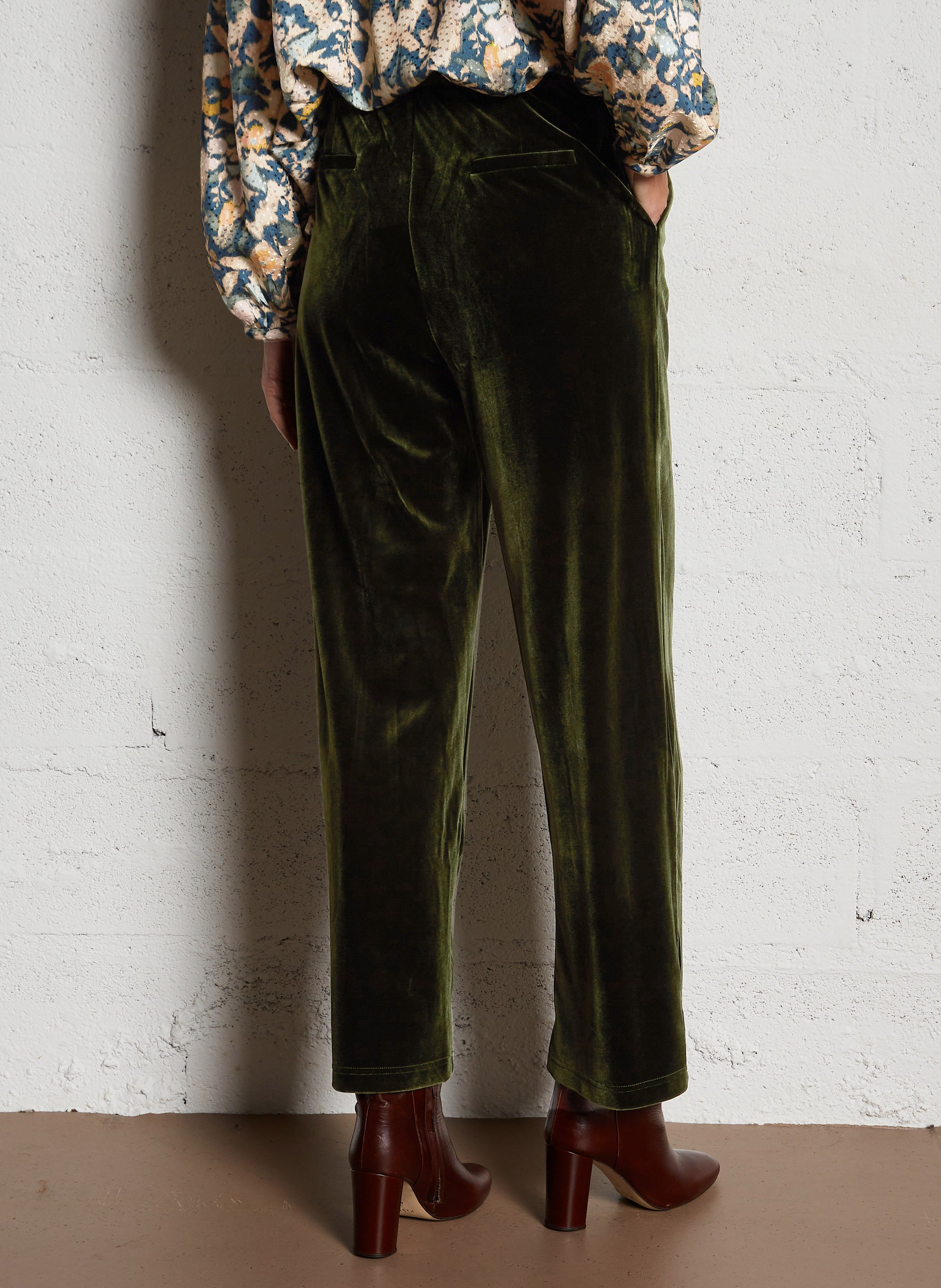 Pantalon large en velours SEE U SOON Kaki