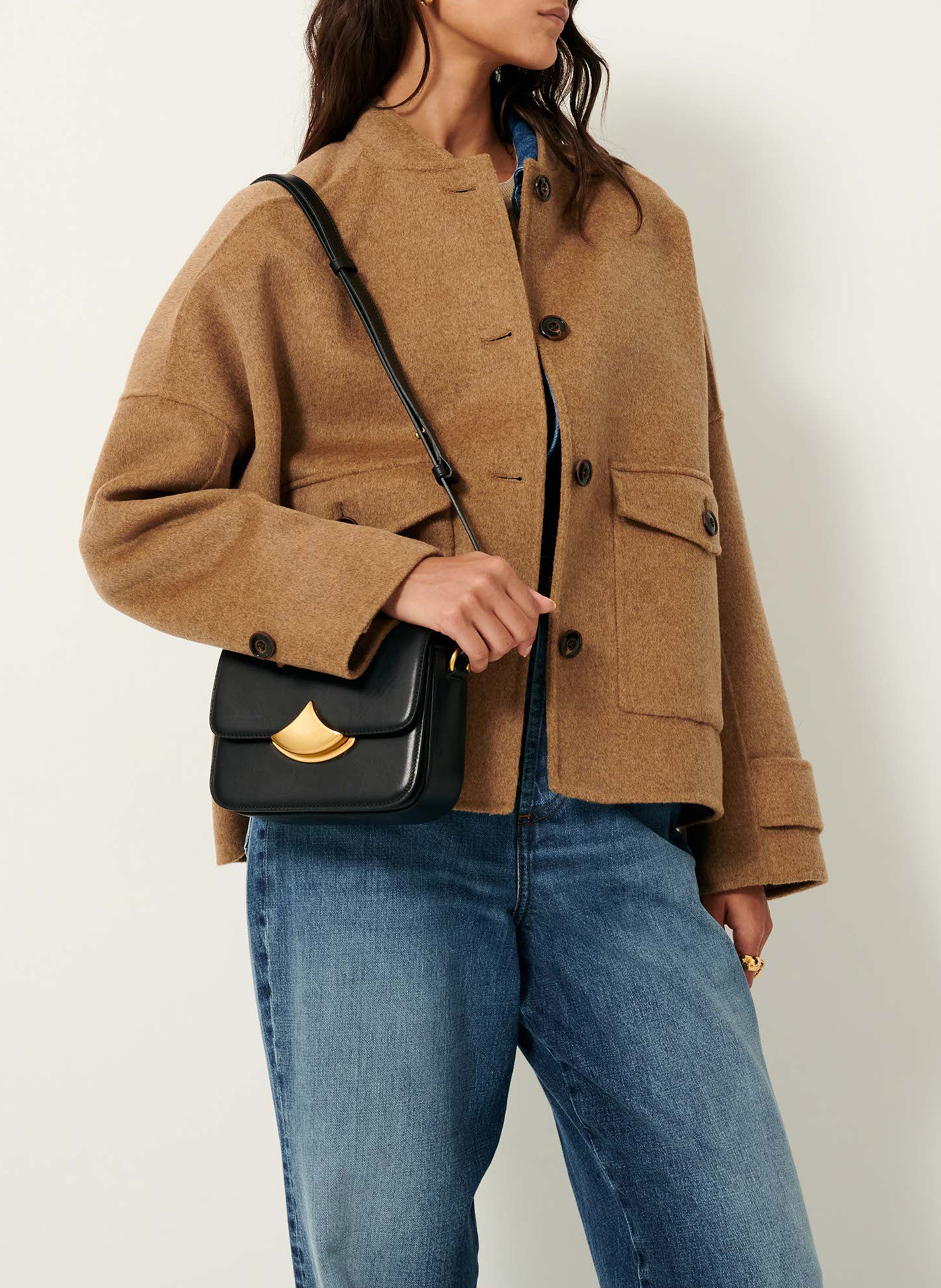 Gerade geschnittene Jacke aus Wollmix SESSUN Beige