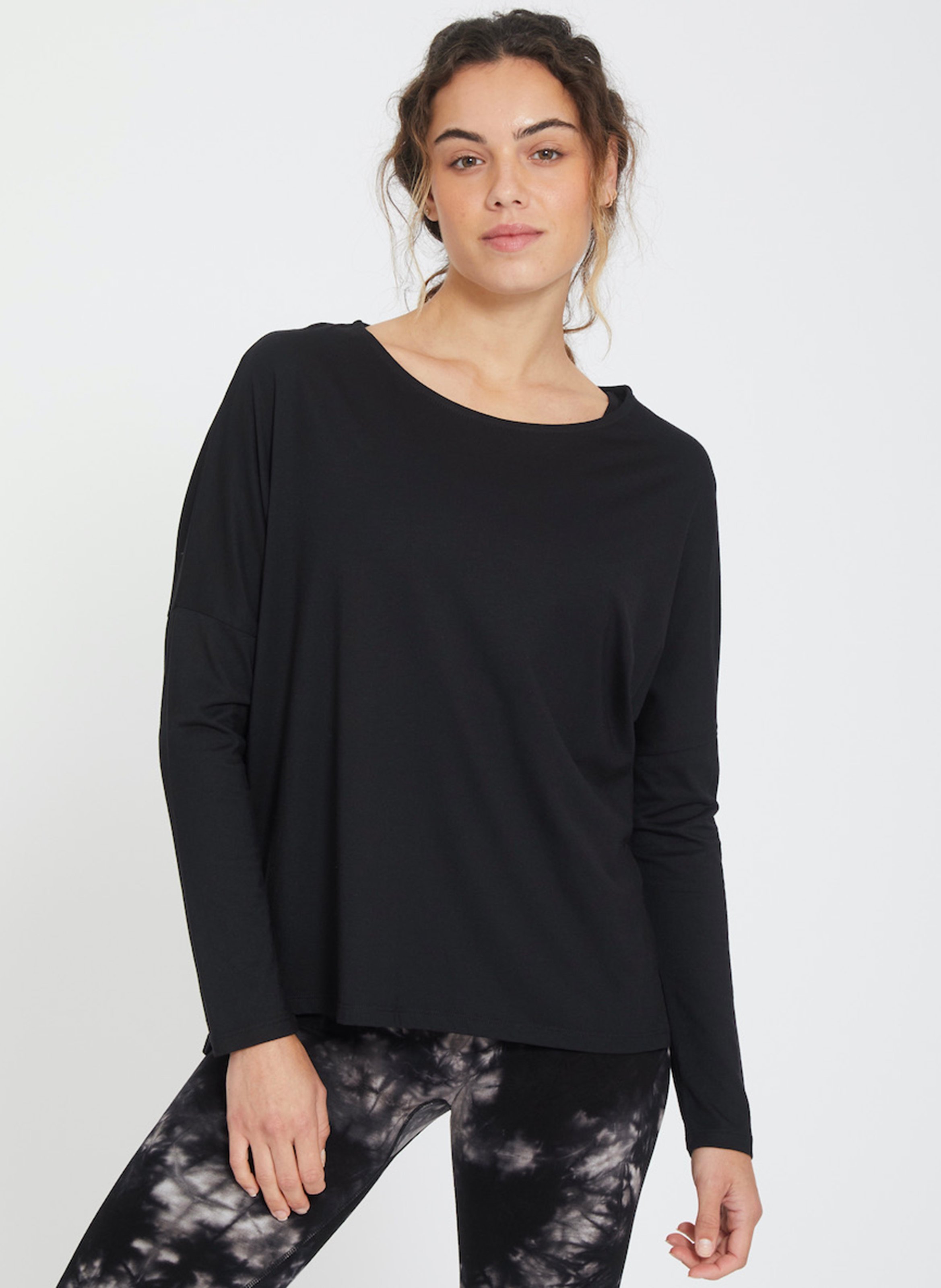 Tee-shirt droit en coton mélangé YOGA SEARCHER Noir