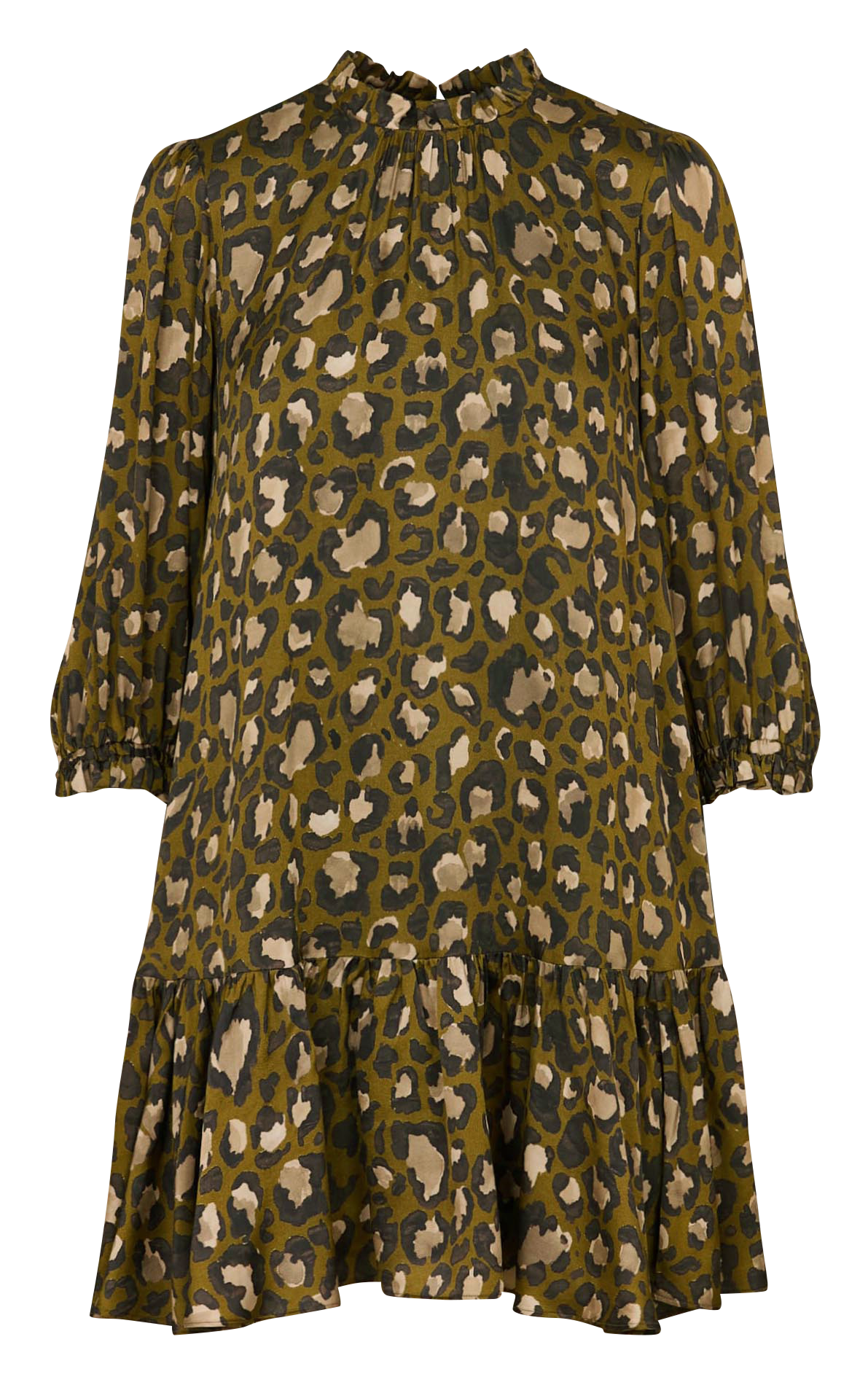 Leopard print loose short dress IKKS Khaki