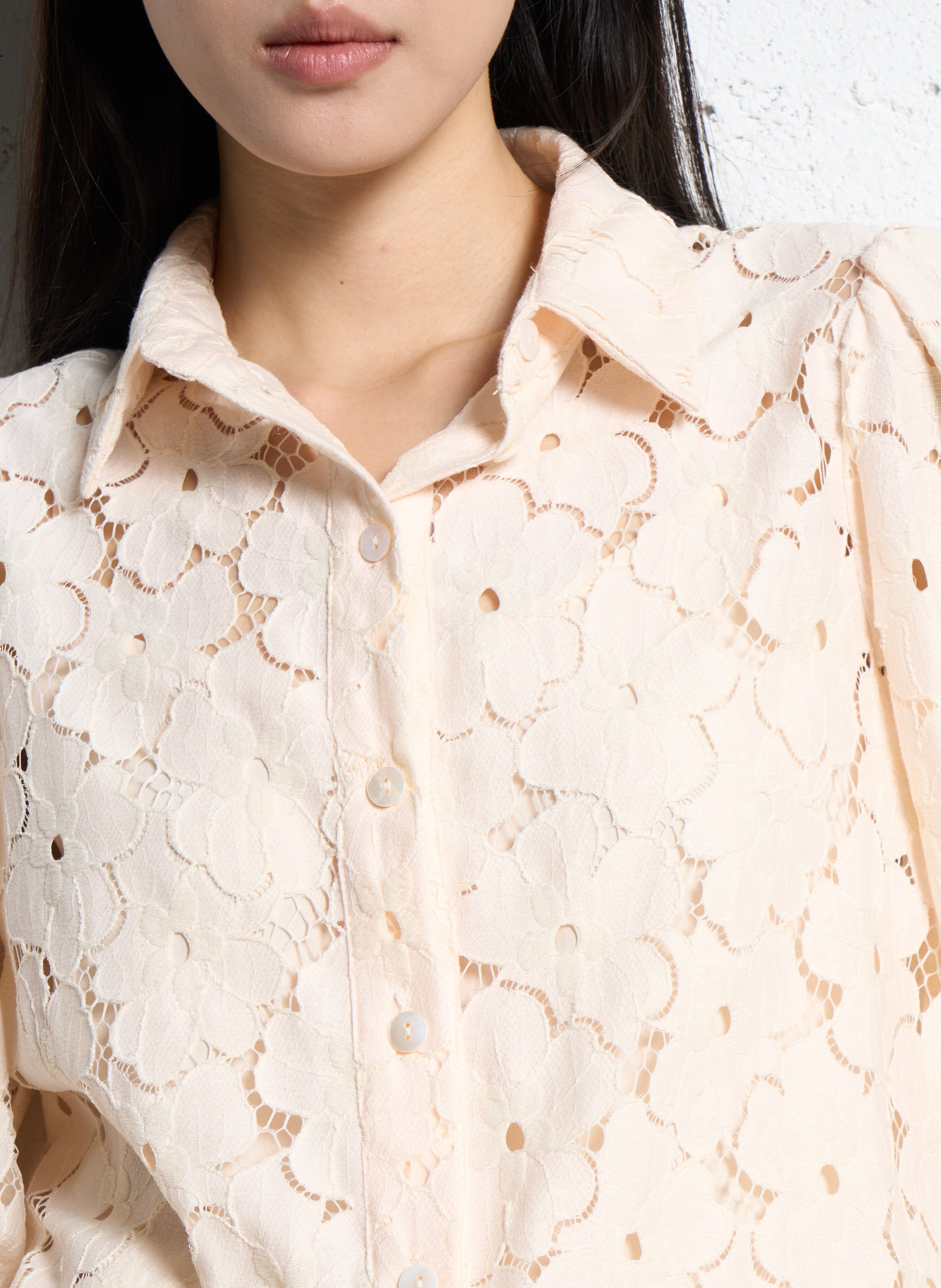 Rechte blouse met kant SUNCOO Wit