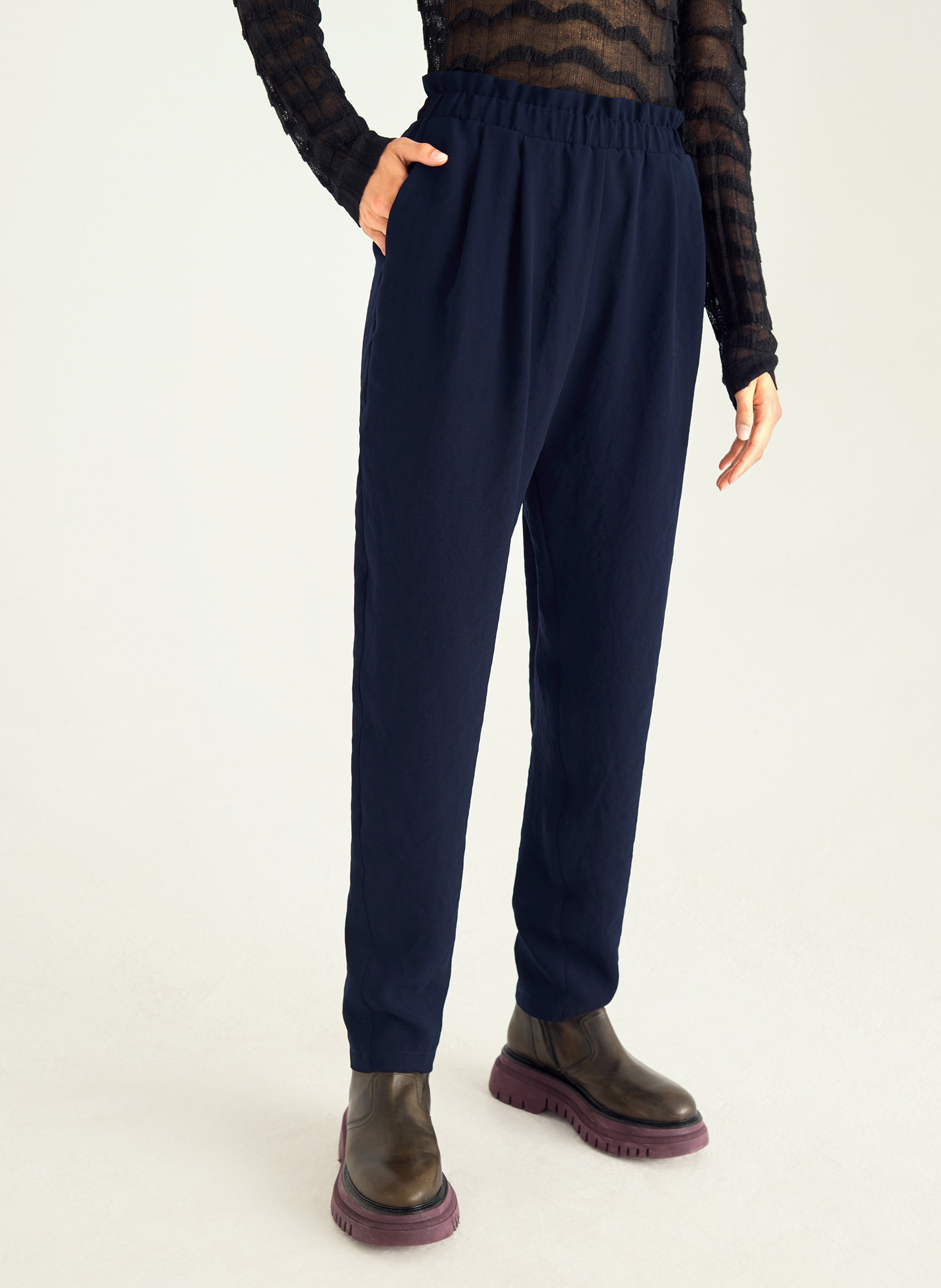 Pantalon sarouel uni élastiqué COTELAC Bleu