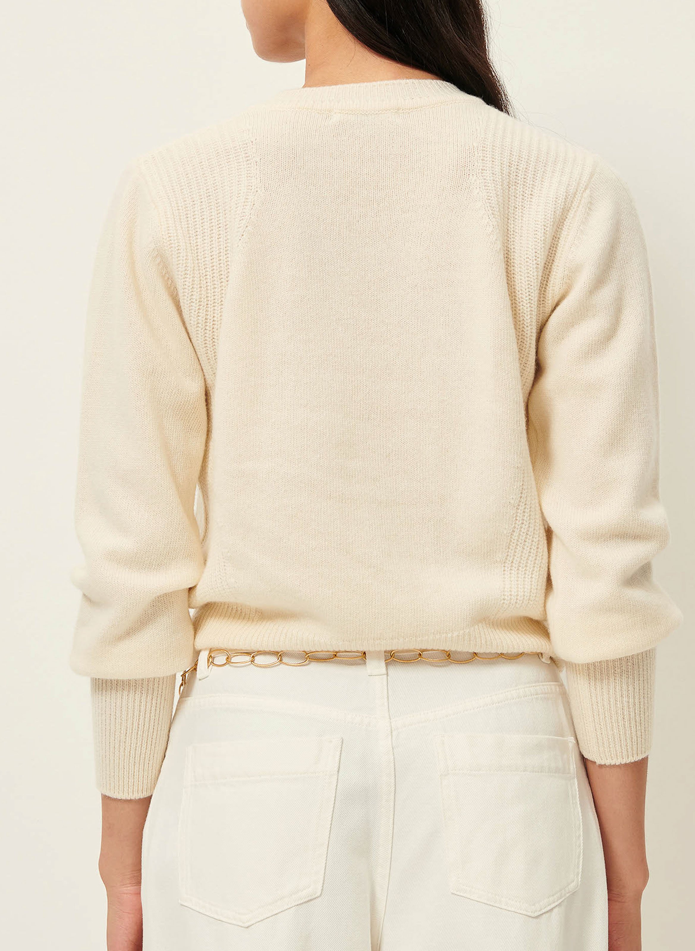 Pull col rond droit en laine SESSUN Beige