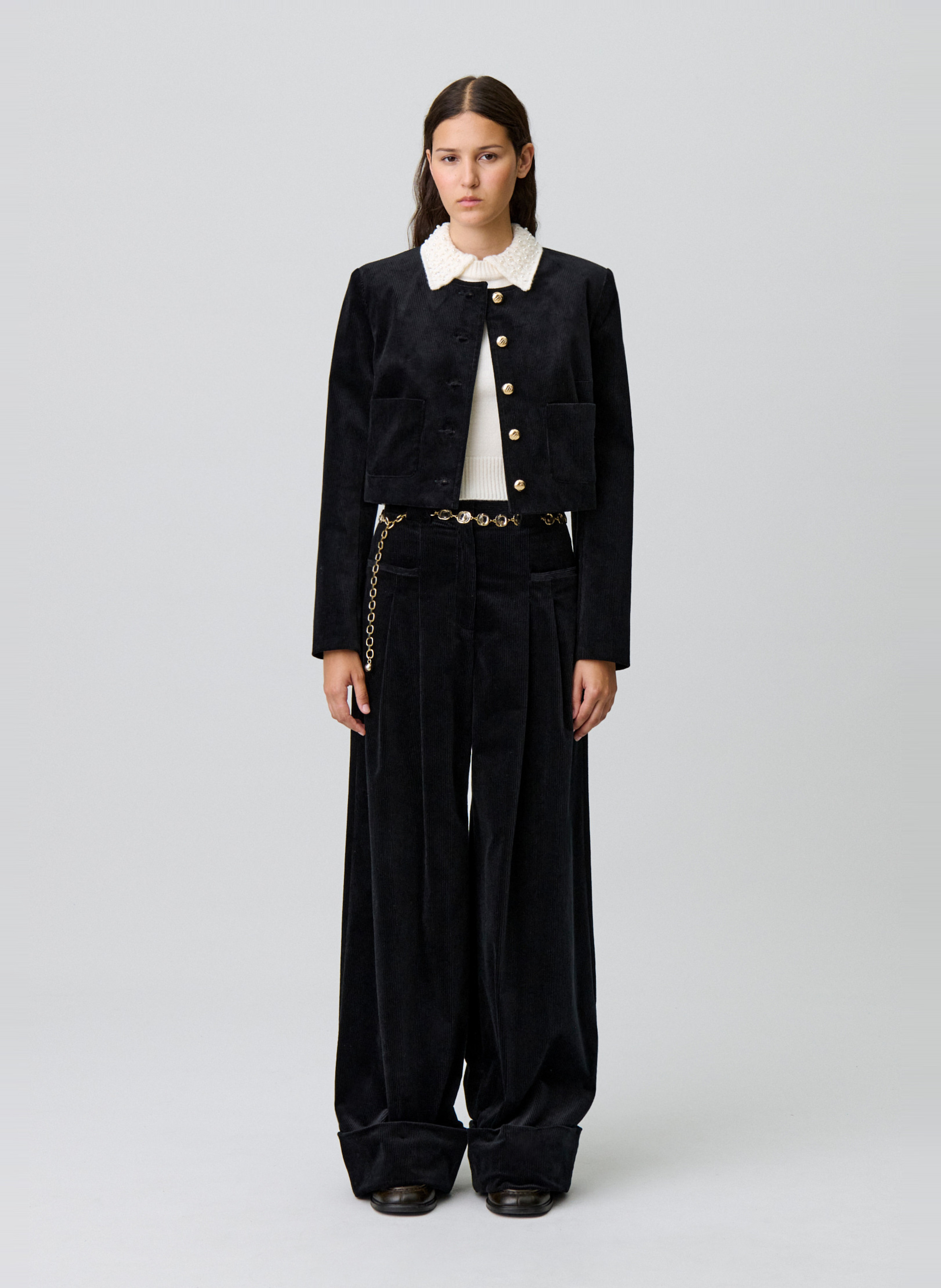 Veste courte en velours côtelé CLAUDIE PIERLOT Noir