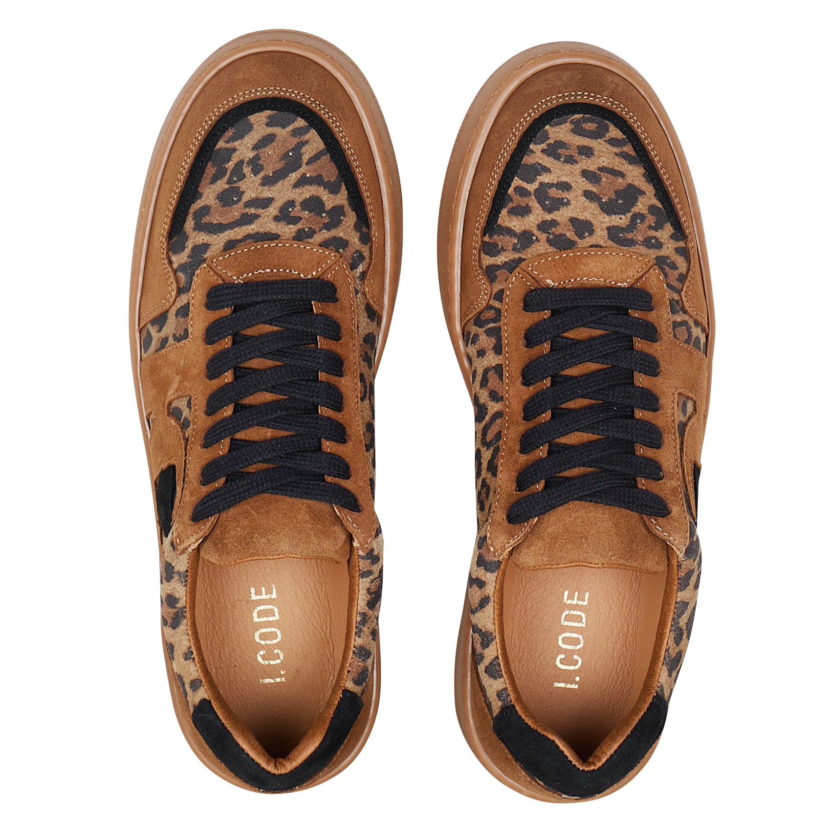 Baskets imprimé léopard en cuir I CODE Marron