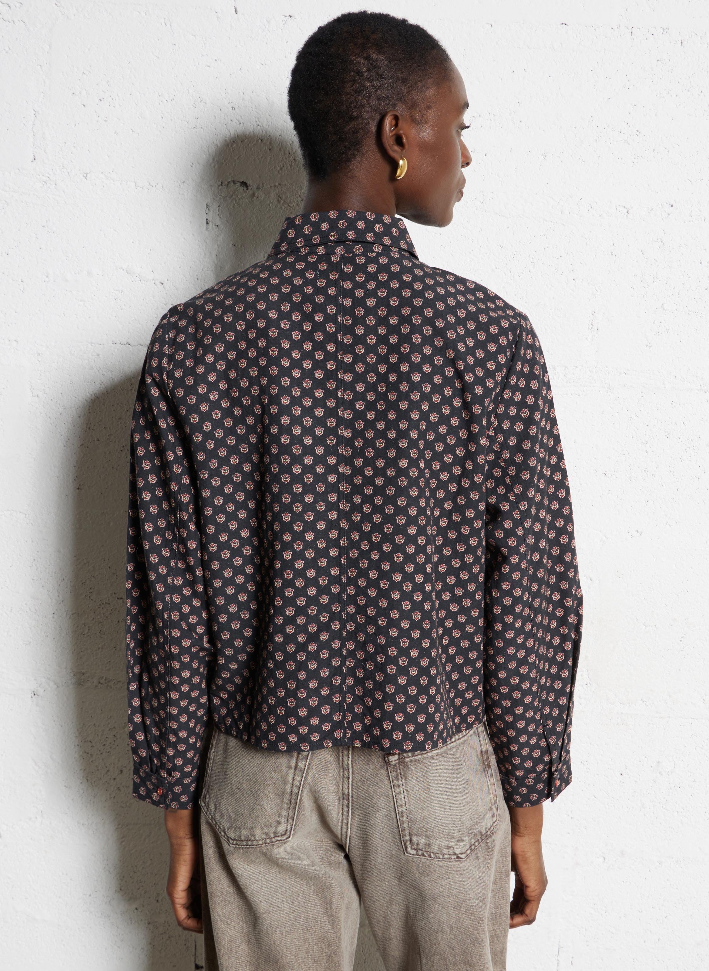 Chemise oversize courte DES PETITS HAUTS Noir