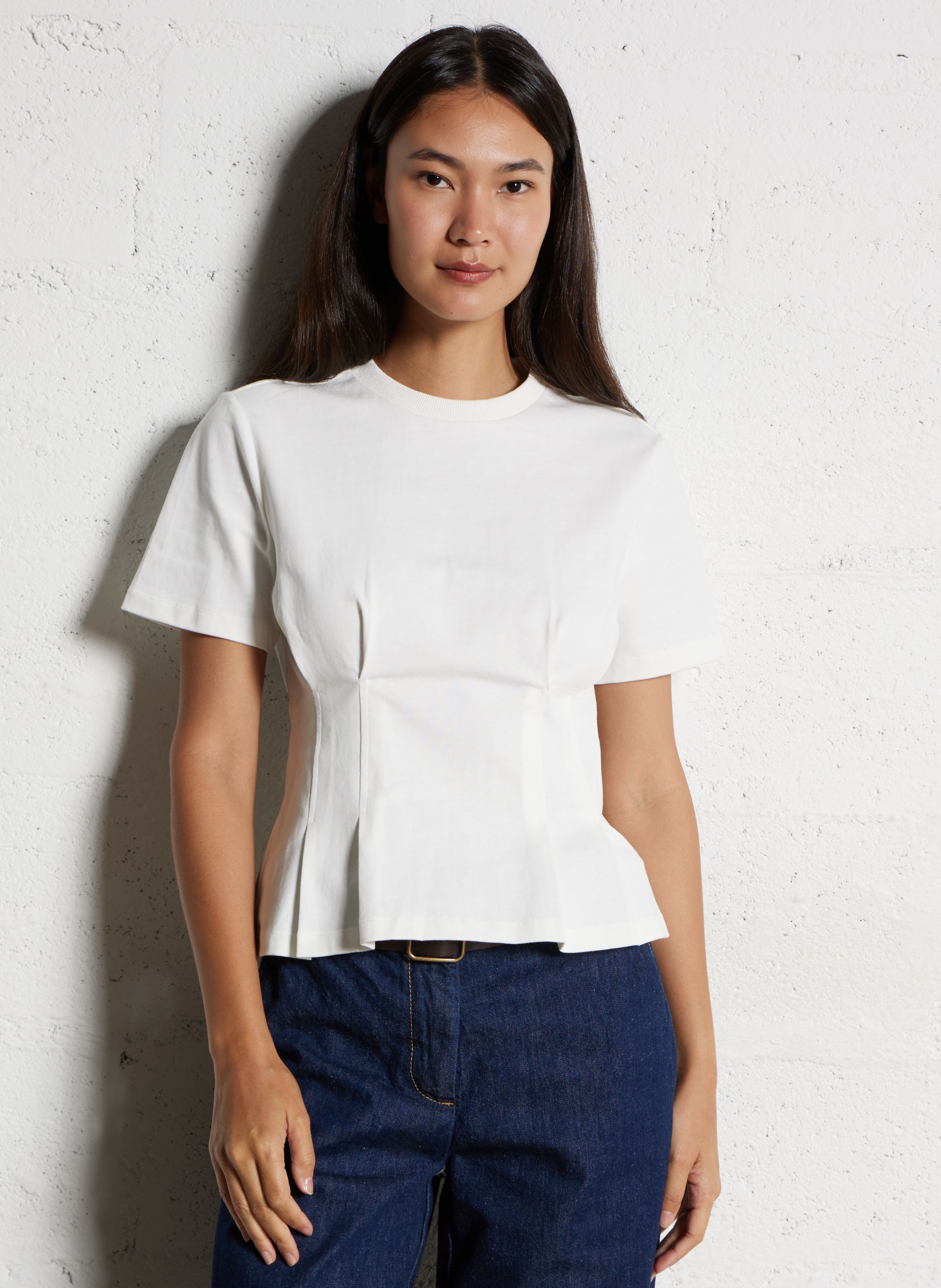 Baumwoll-Pullover mit Rundhalsausschnitt BERENICE Weiss