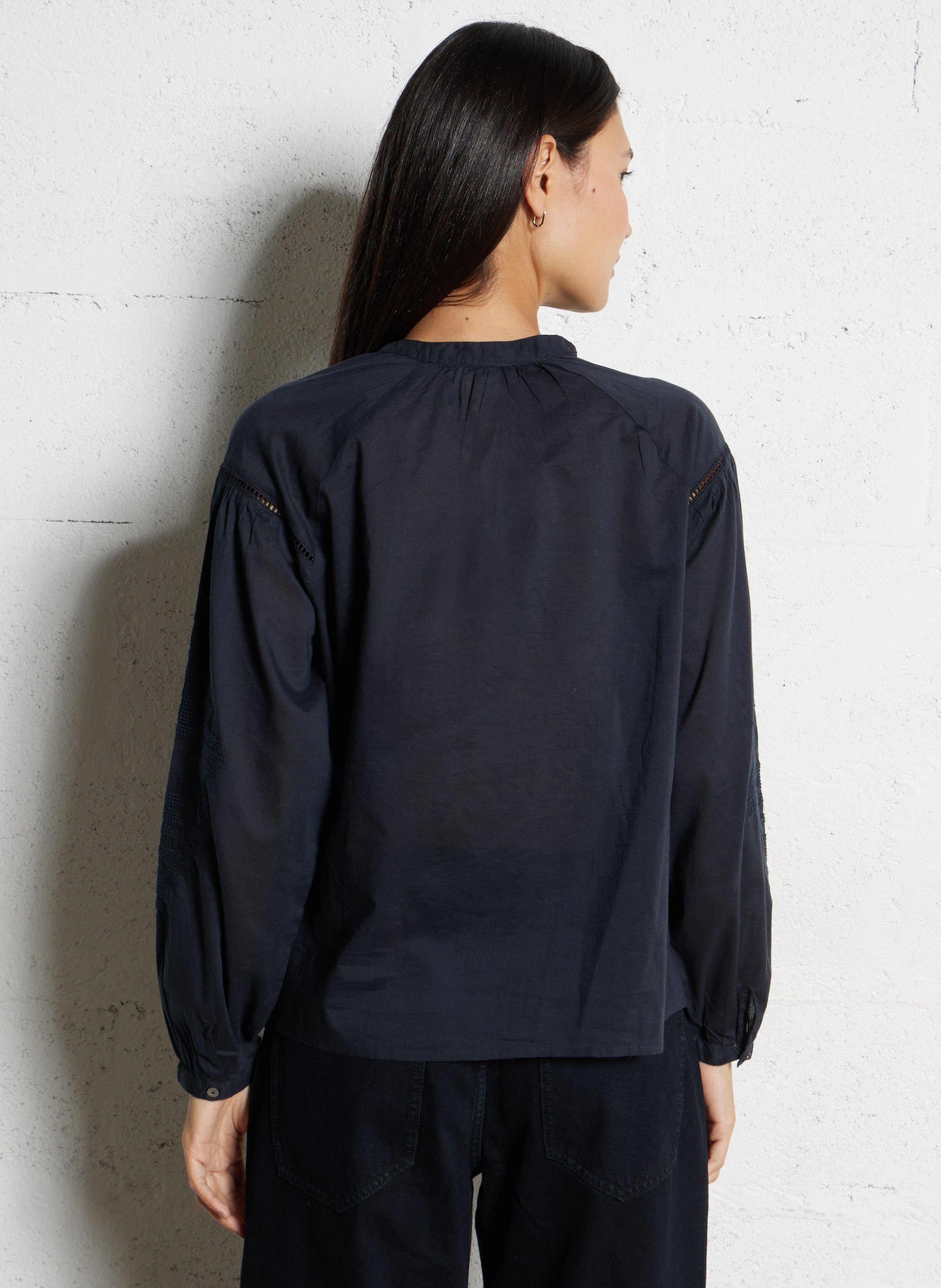 Blouse col rond en coton HARTFORD Noir