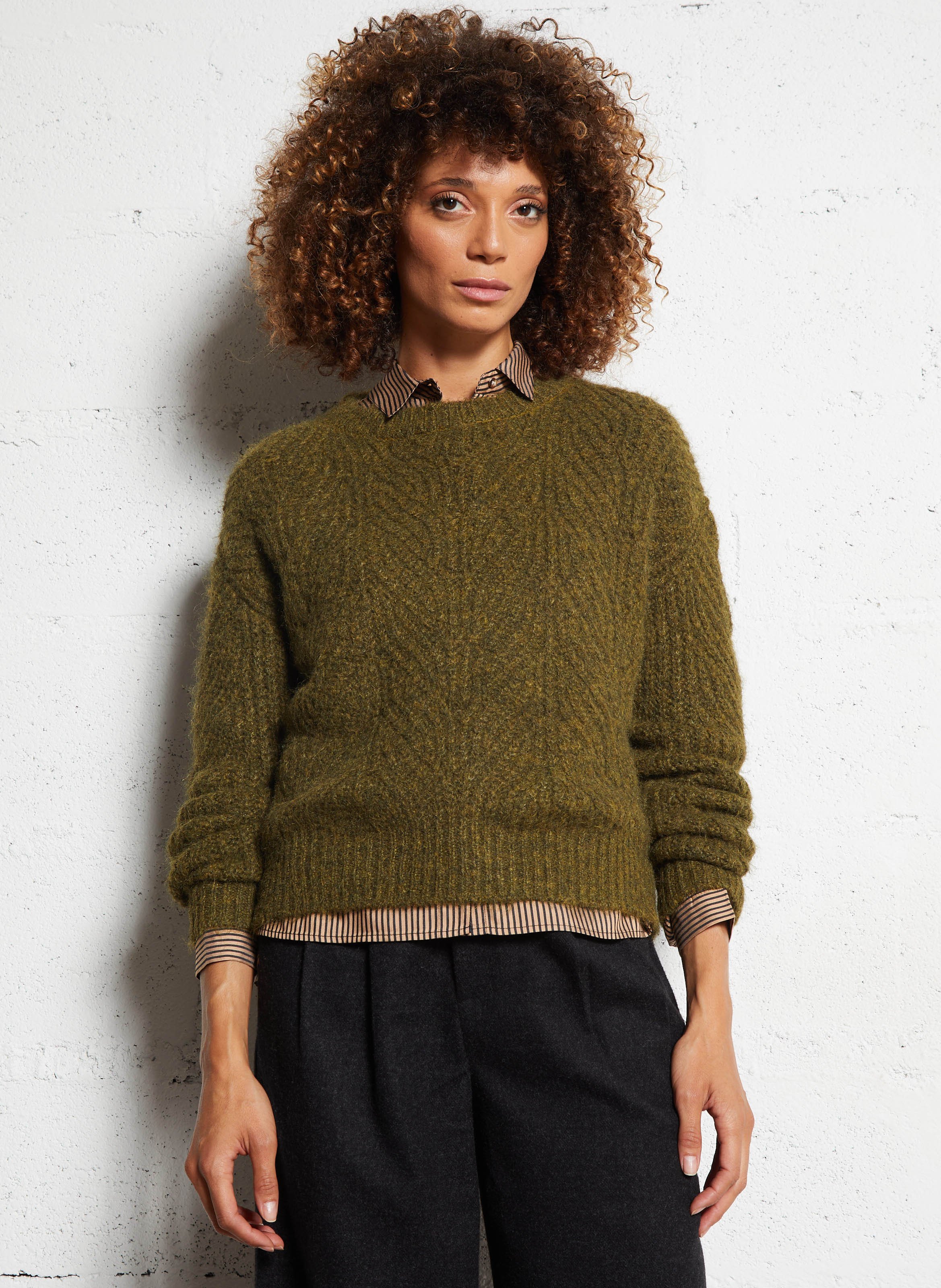 Pull col rond  SEE U SOON Vert