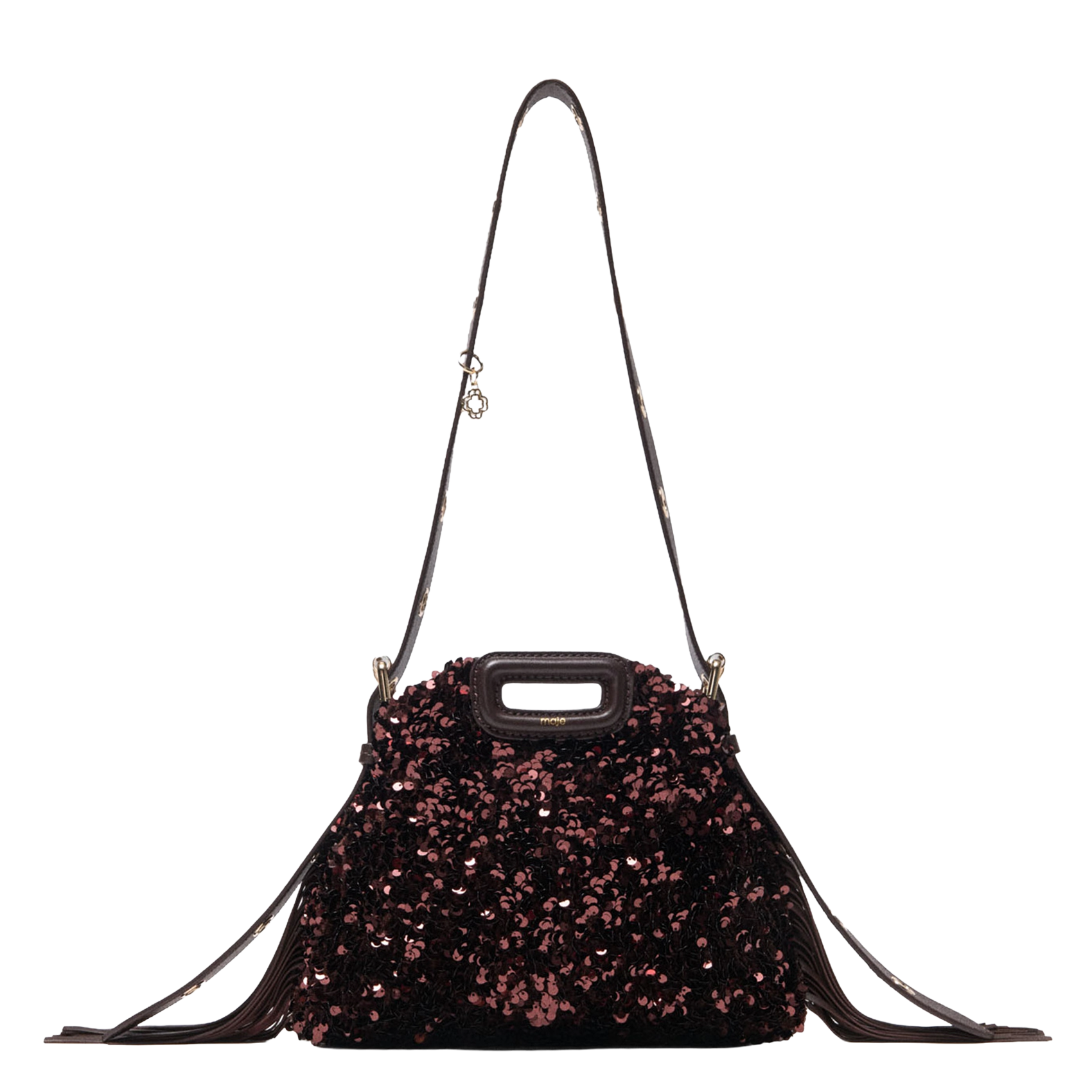Sac bandoulière à sequins MAJE Marron