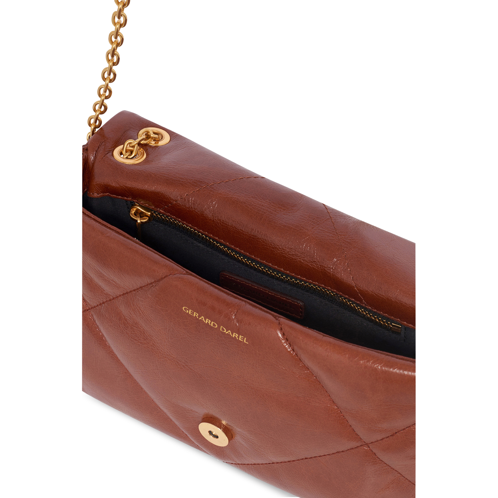 Sac bandoulière en cuir matelassé GERARD DAREL Marron