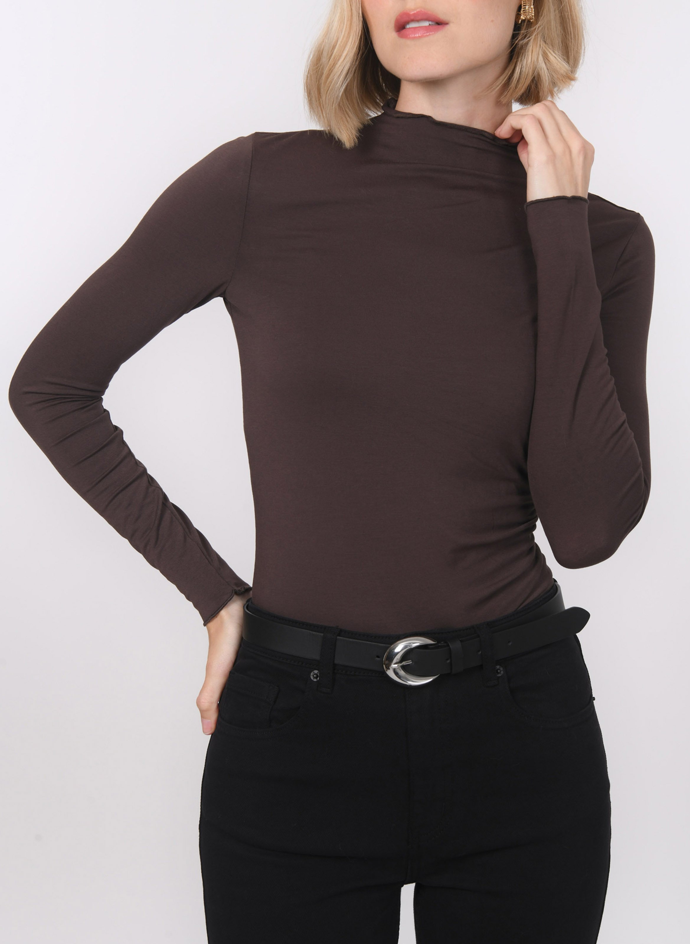 Tee-shirt ajusté effet drapé uni KOOKAI