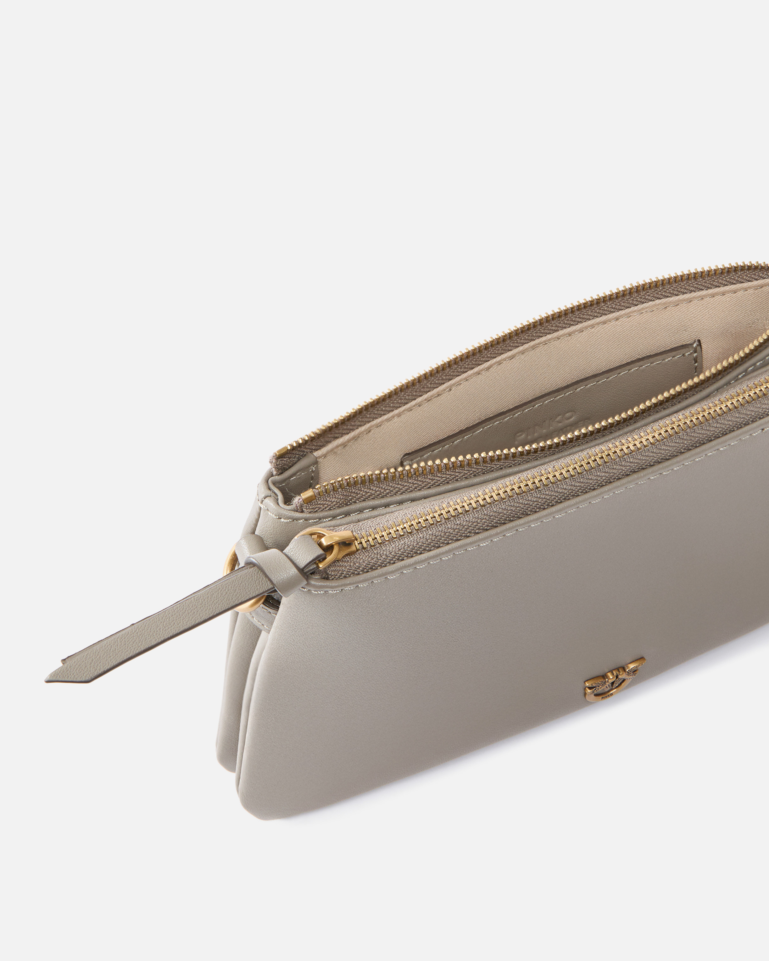 Small leather shoulder bag with love birds logo PINKO Brown