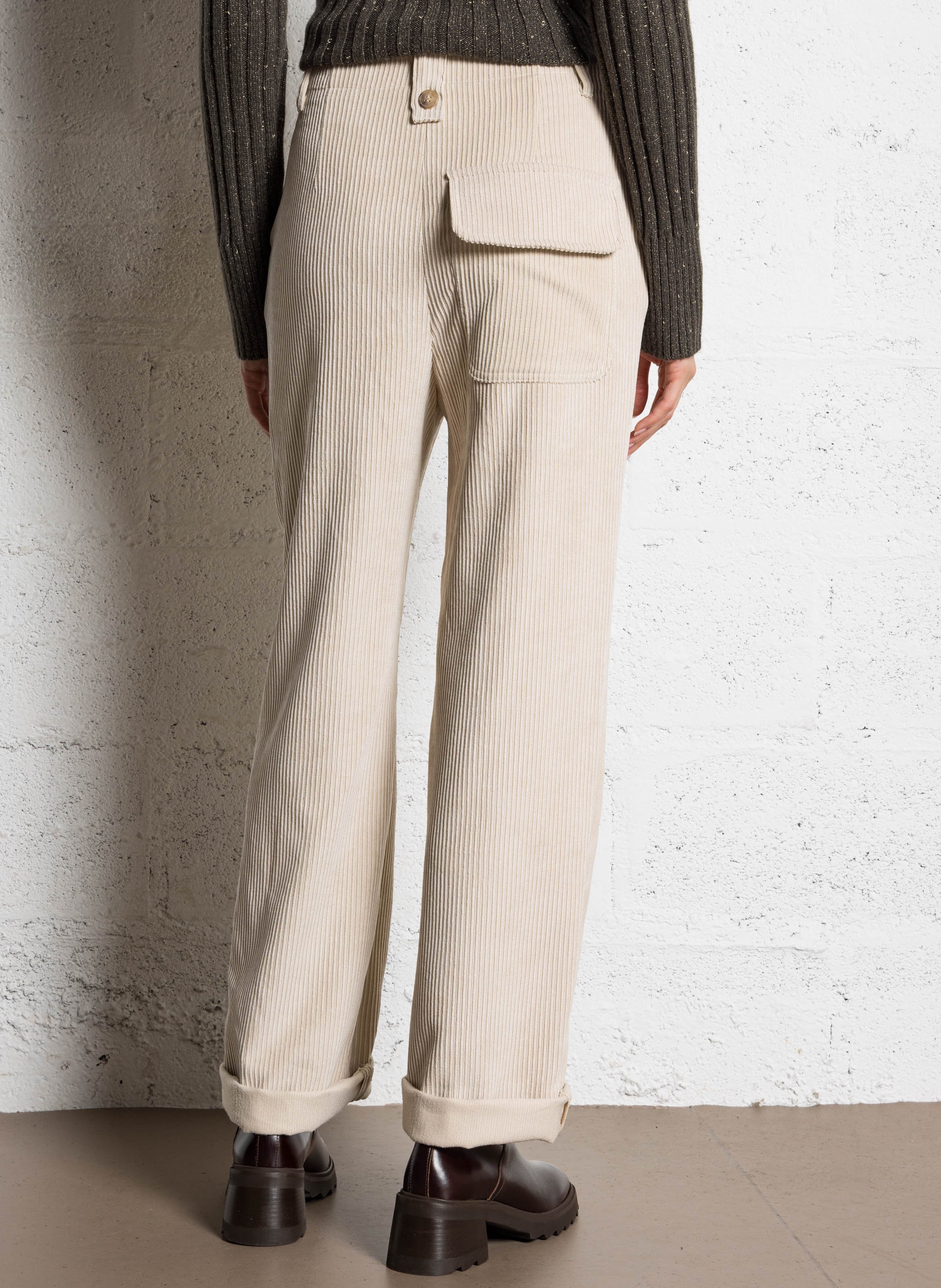 Rechte broek met ribbeltextuur SOPHIE+LUCIE Beige