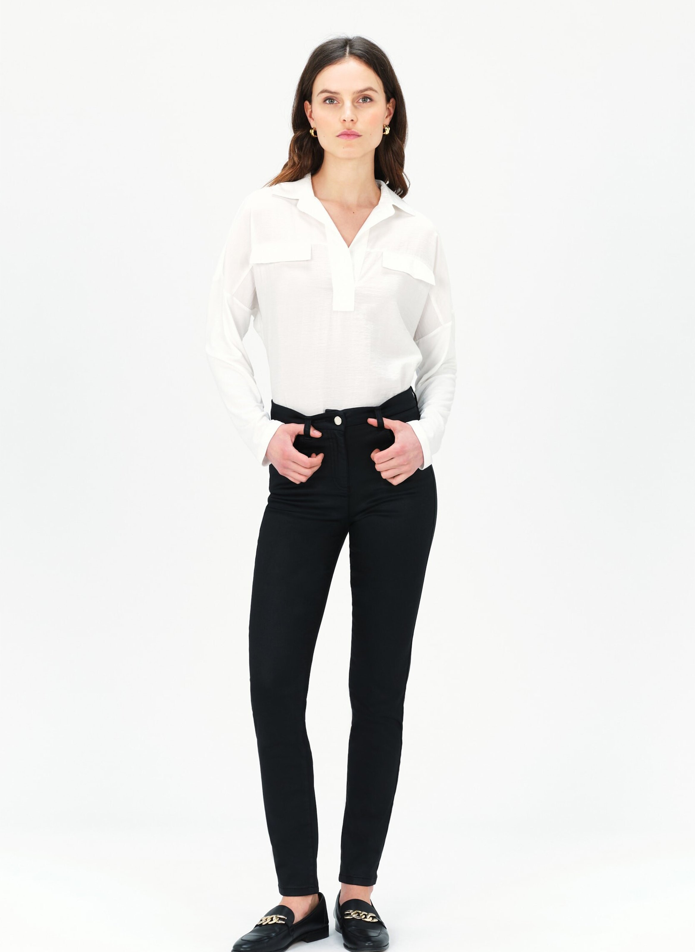 Cotton blend slim-fit pants with coating effect CAROLL Black