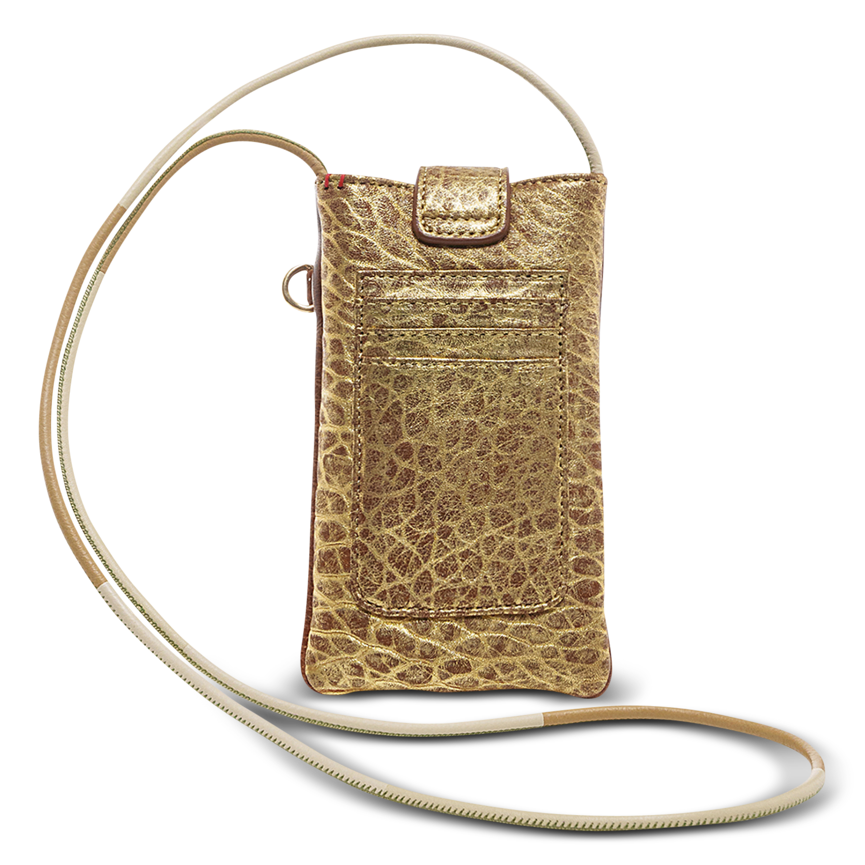 Etui de téléphone en cuir mélangéé CLARIS VIROT Doré