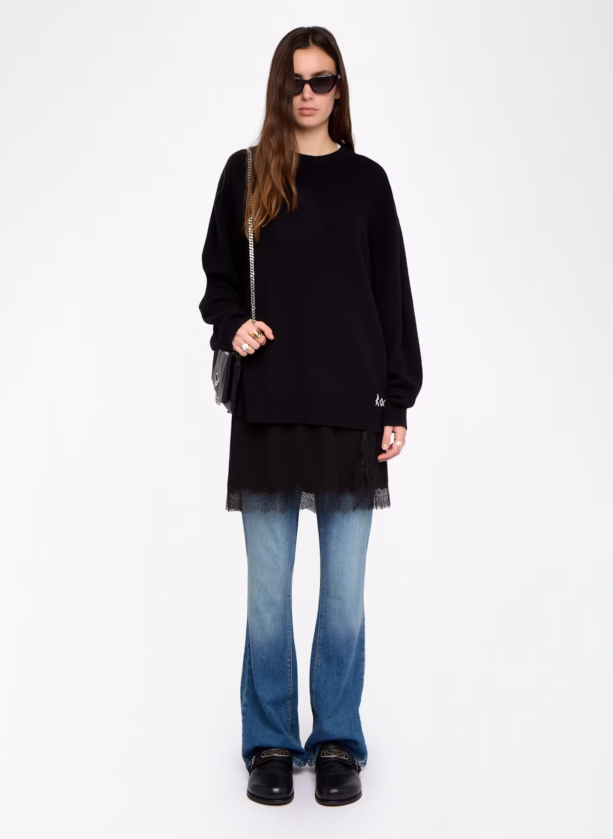 Pull col rond en laine mélangée ZADIG&VOLTAIRE Noir