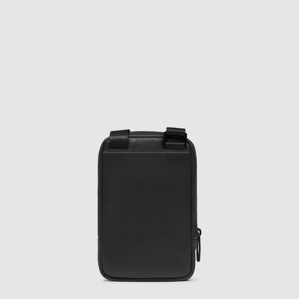 Leather phone crossbody pouch with credit card holder and RFID protection PIQUADRO Black