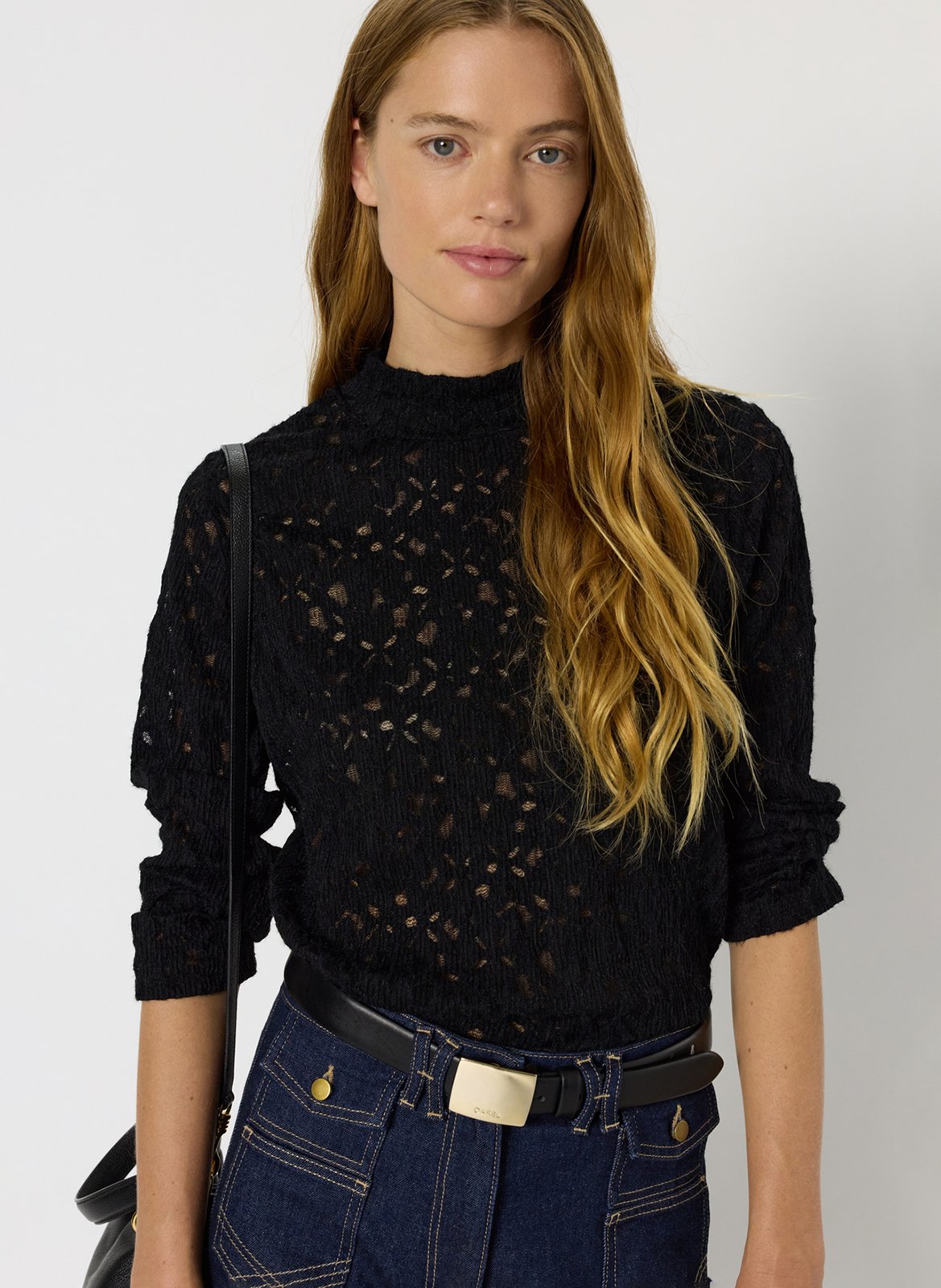 High neck lace top GERARD DAREL Black