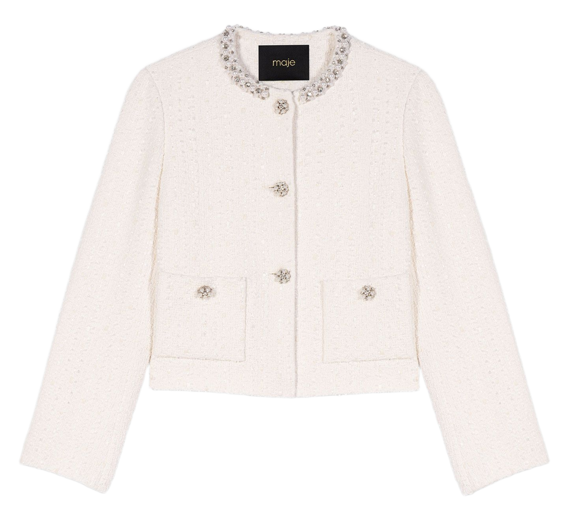 Veste col rond en coton mélangé MAJE Beige
