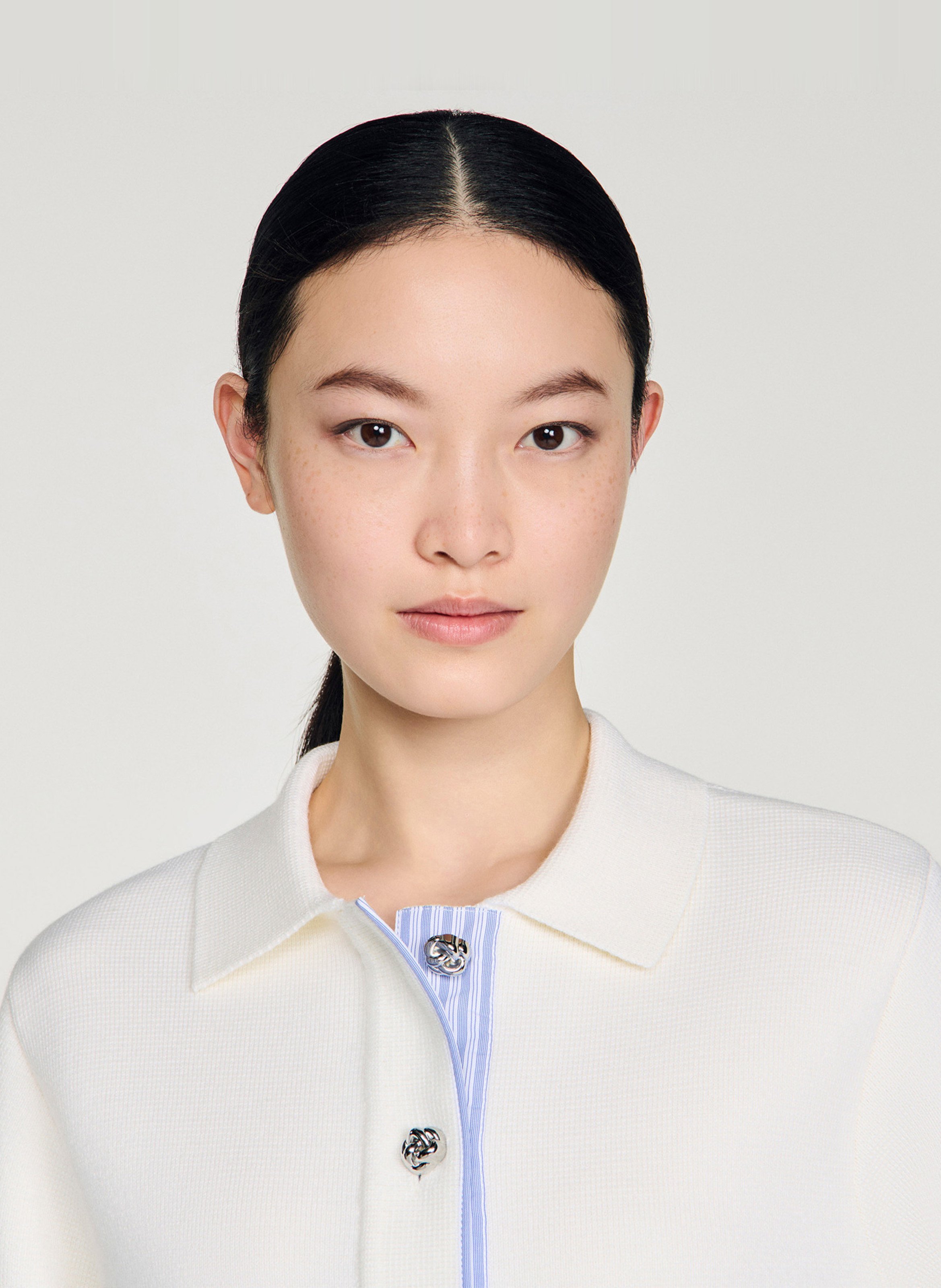 Kort vest met gestreept detail van gemengde wol SANDRO Beige