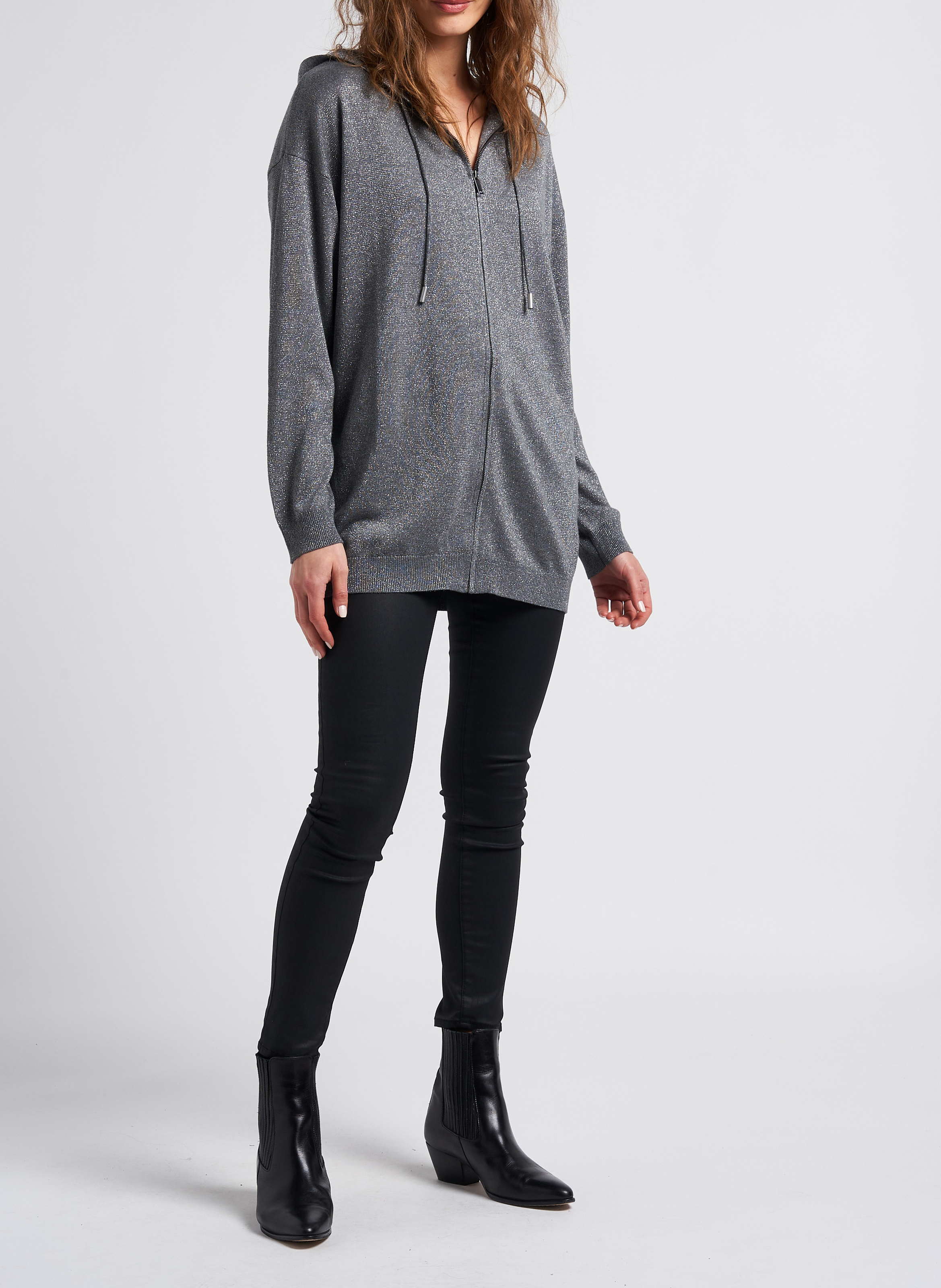 Beschichtete High Waist Skinny Jeans aus Baumwoll-Mix IKKS Schwarz