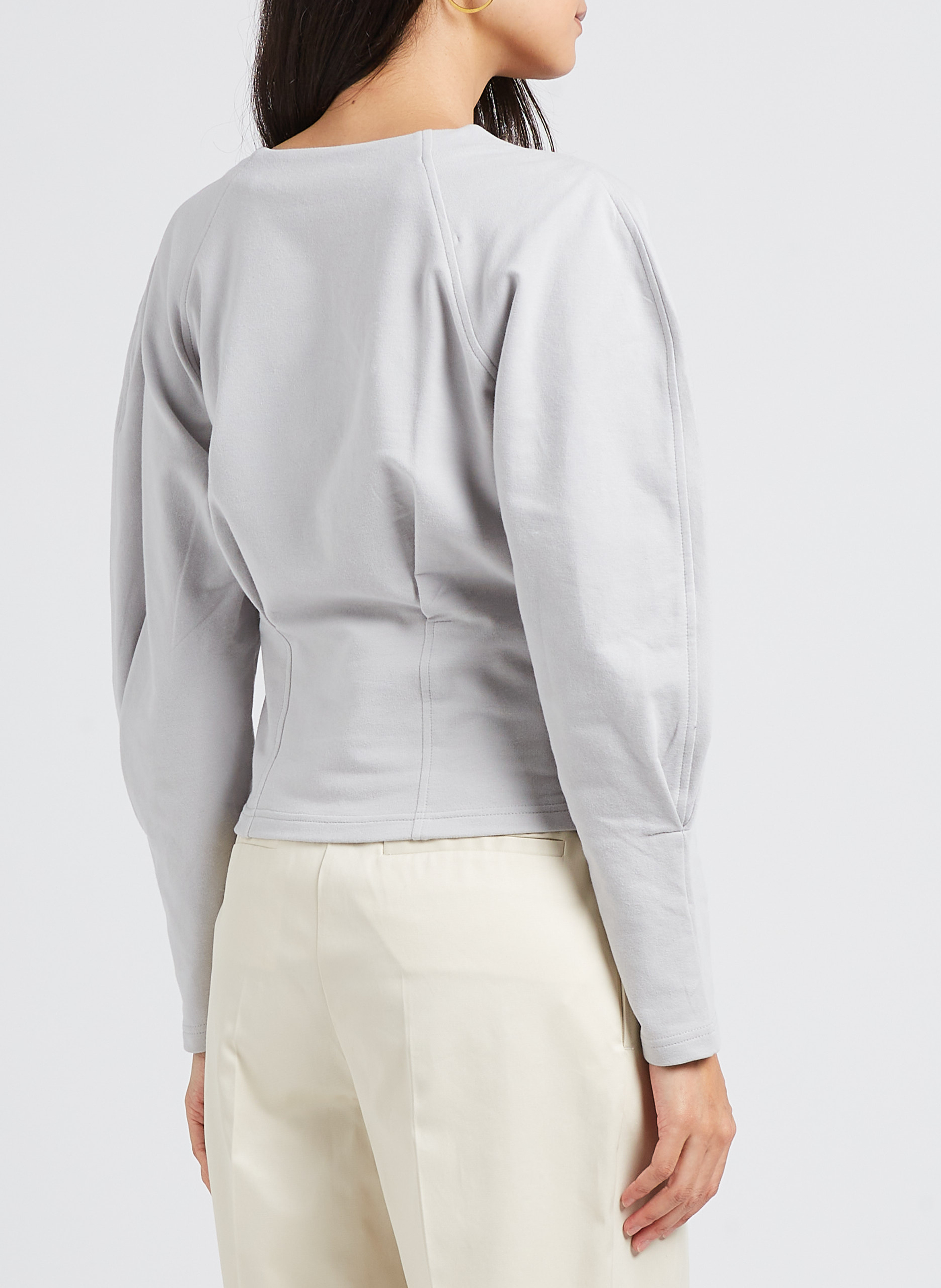 Top col V en coton mélangé IRO Gris