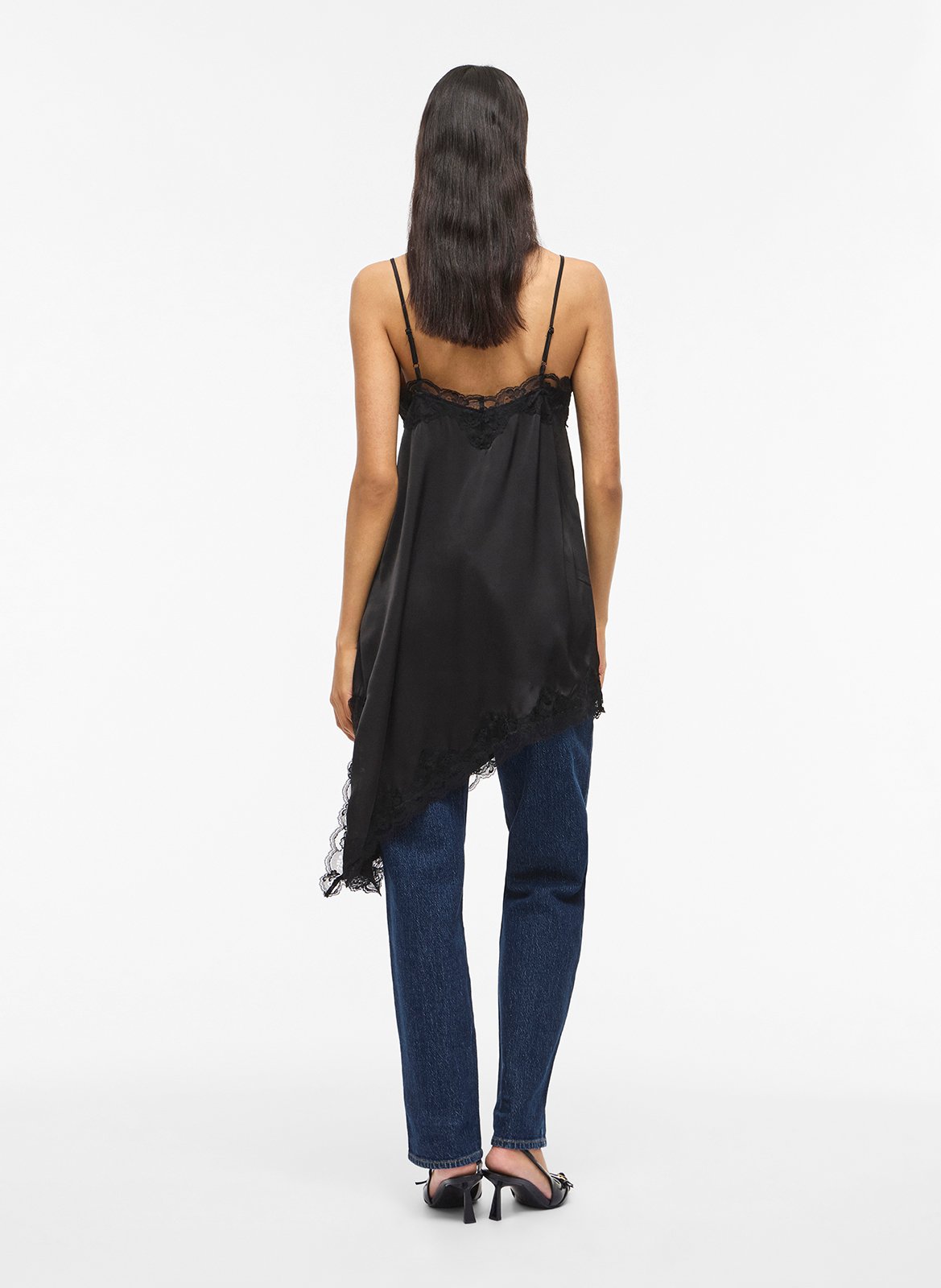 Robe courte col V satinée VILA Noir