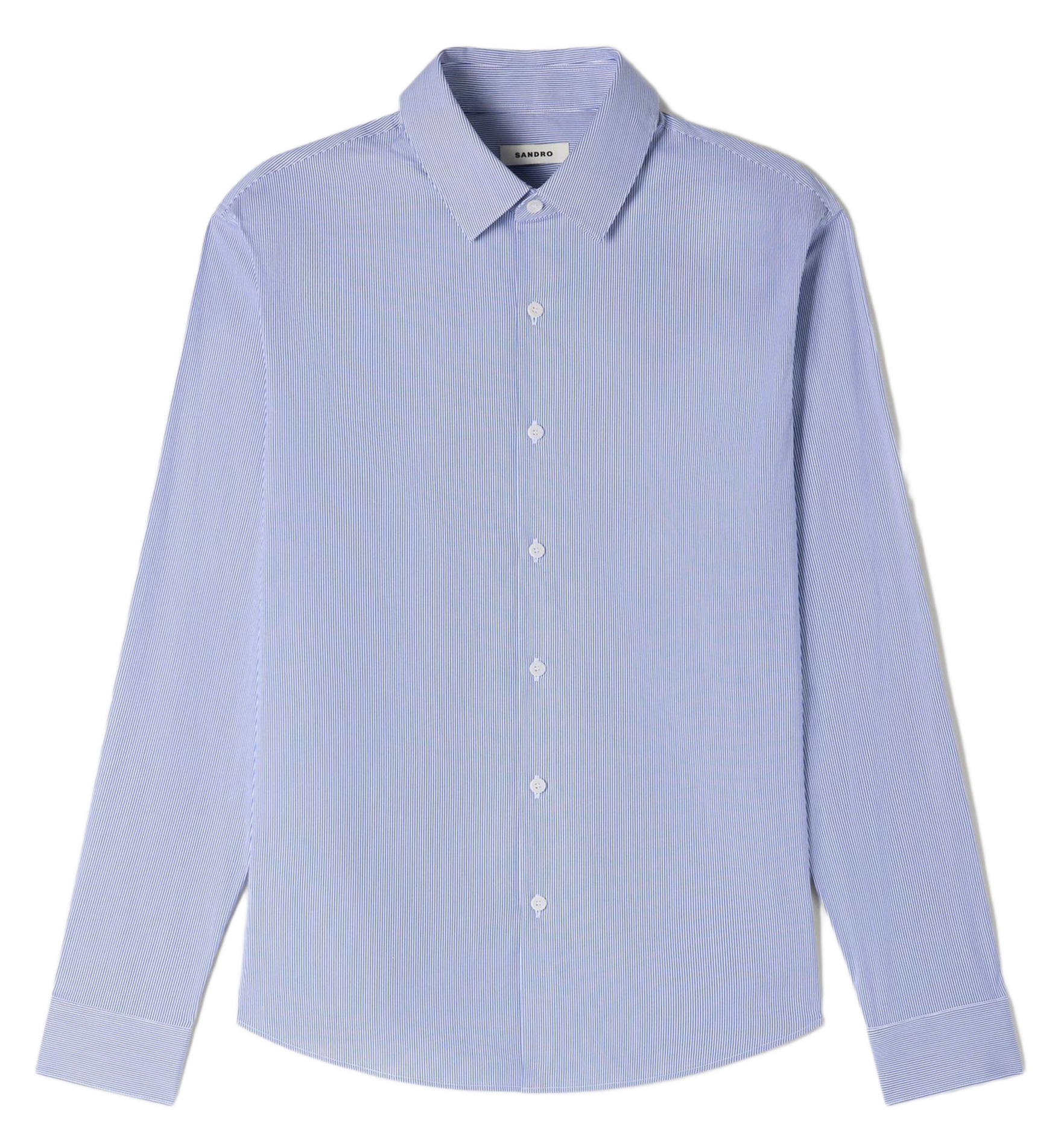 Chemise classic-fit col classique rayée en coton mélangé SANDRO Blanc