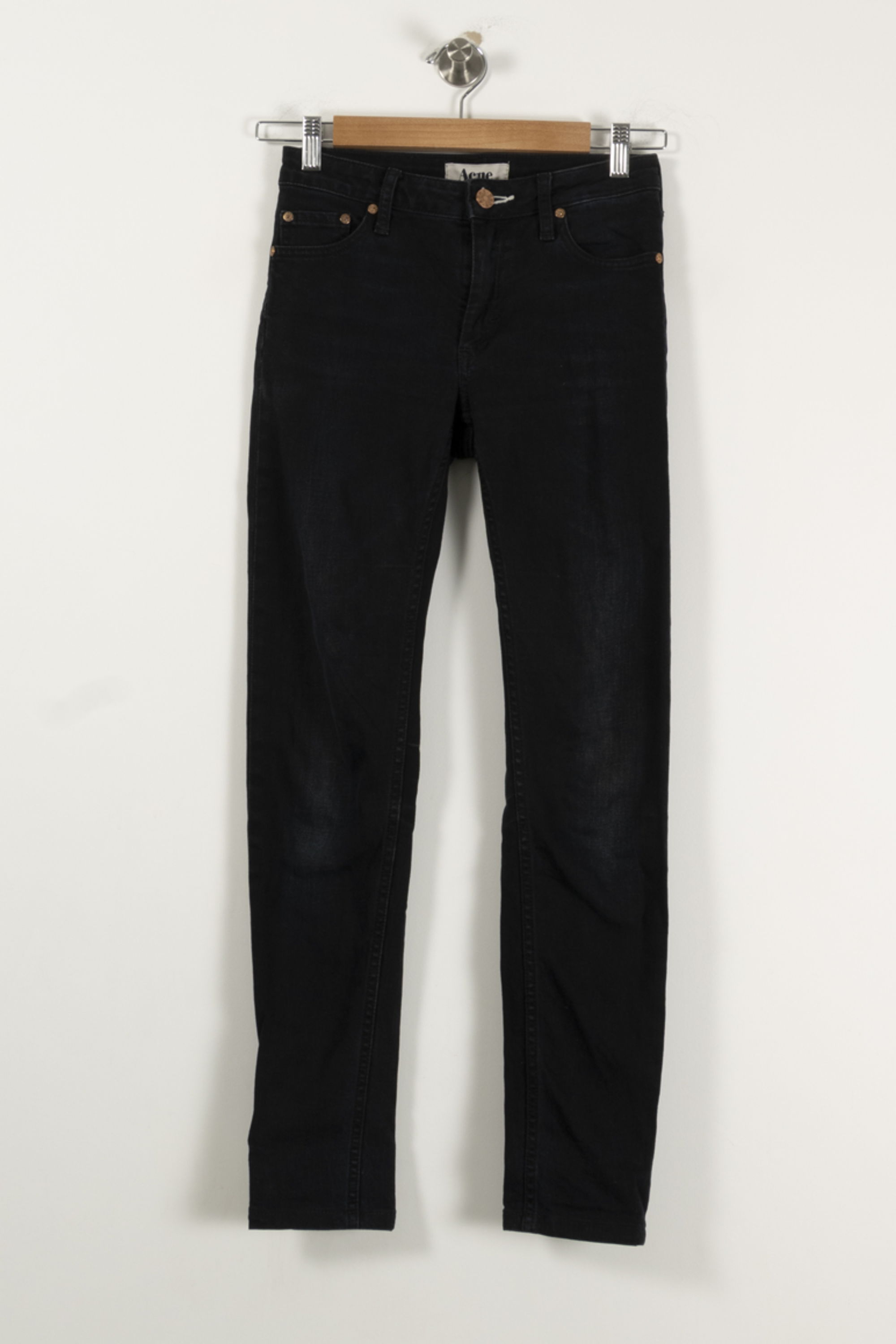 Cropped slim jeans with studs ACNE STUDIOS - Seconde Main Black