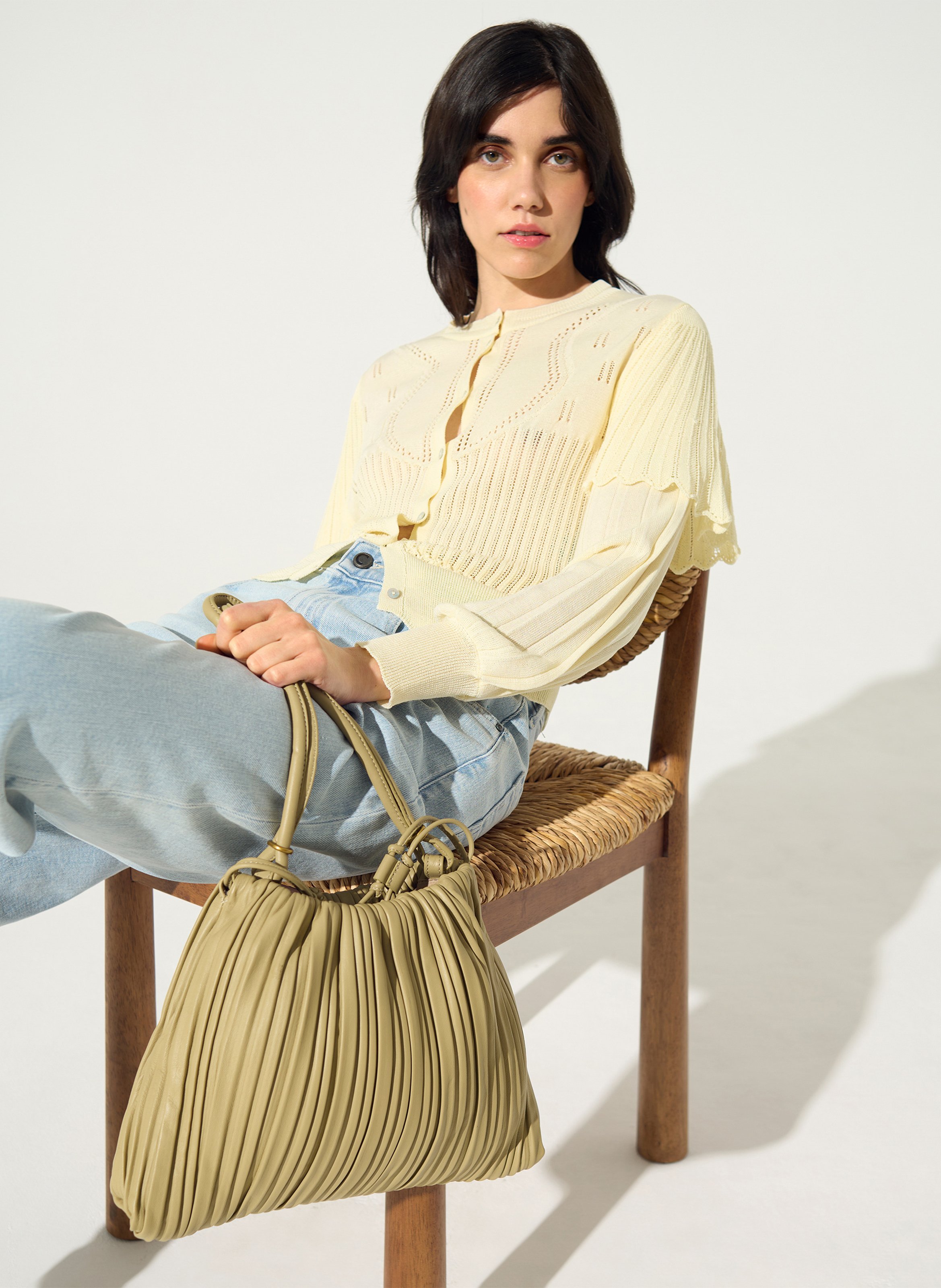 Gerade geschnittener Cardigan mit Rundhalskragen Baumwoll-Mix COTELAC